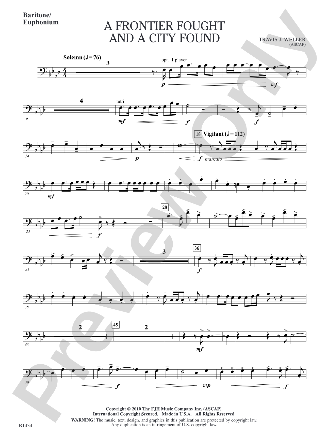 A Frontier Fought and a City Found: Baritone/Euphonium