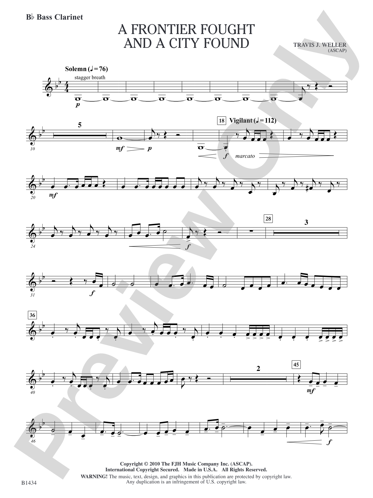 A Frontier Fought and a City Found: B-flat Bass Clarinet