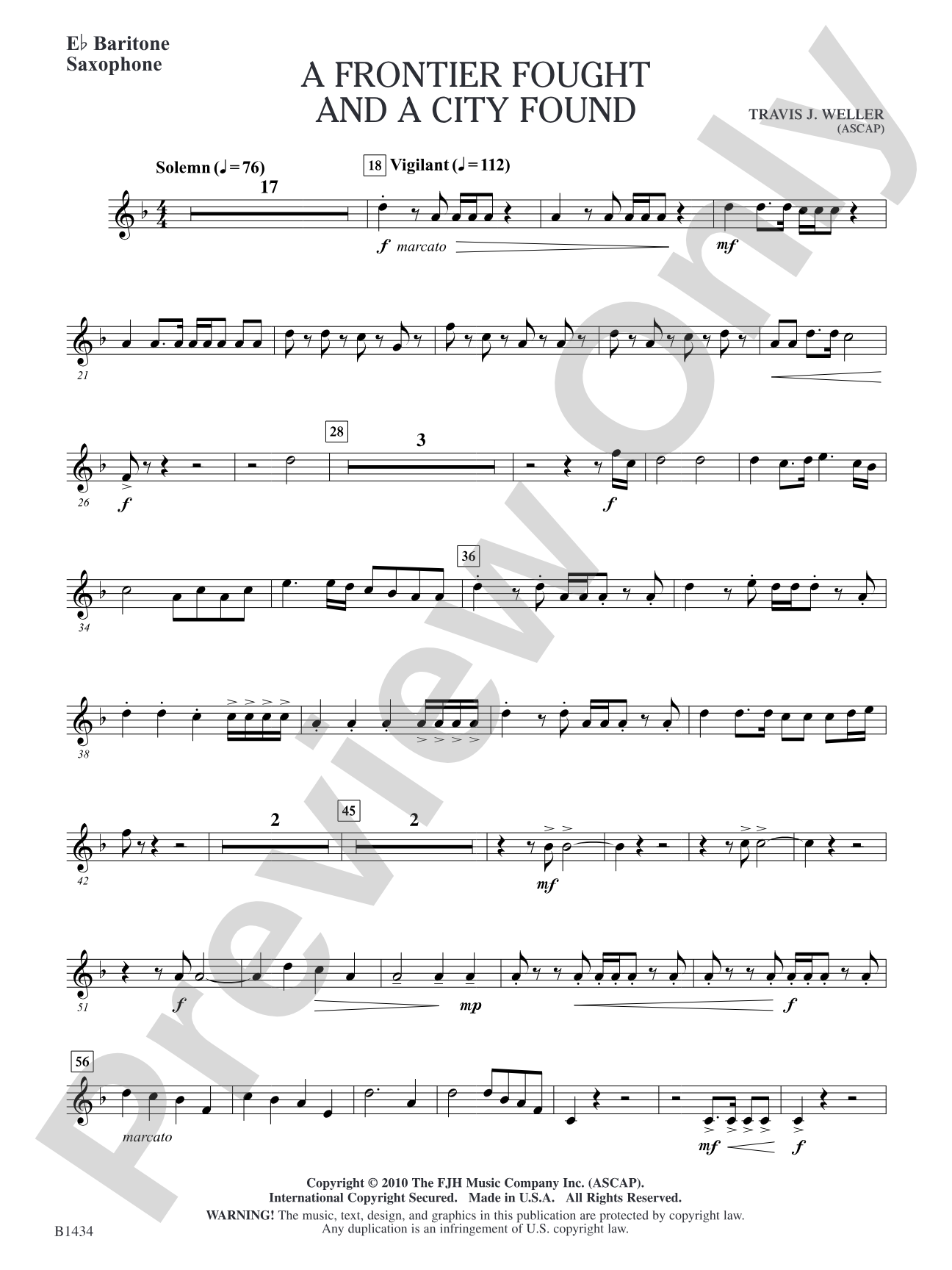 A Frontier Fought and a City Found: E-flat Baritone Saxophone