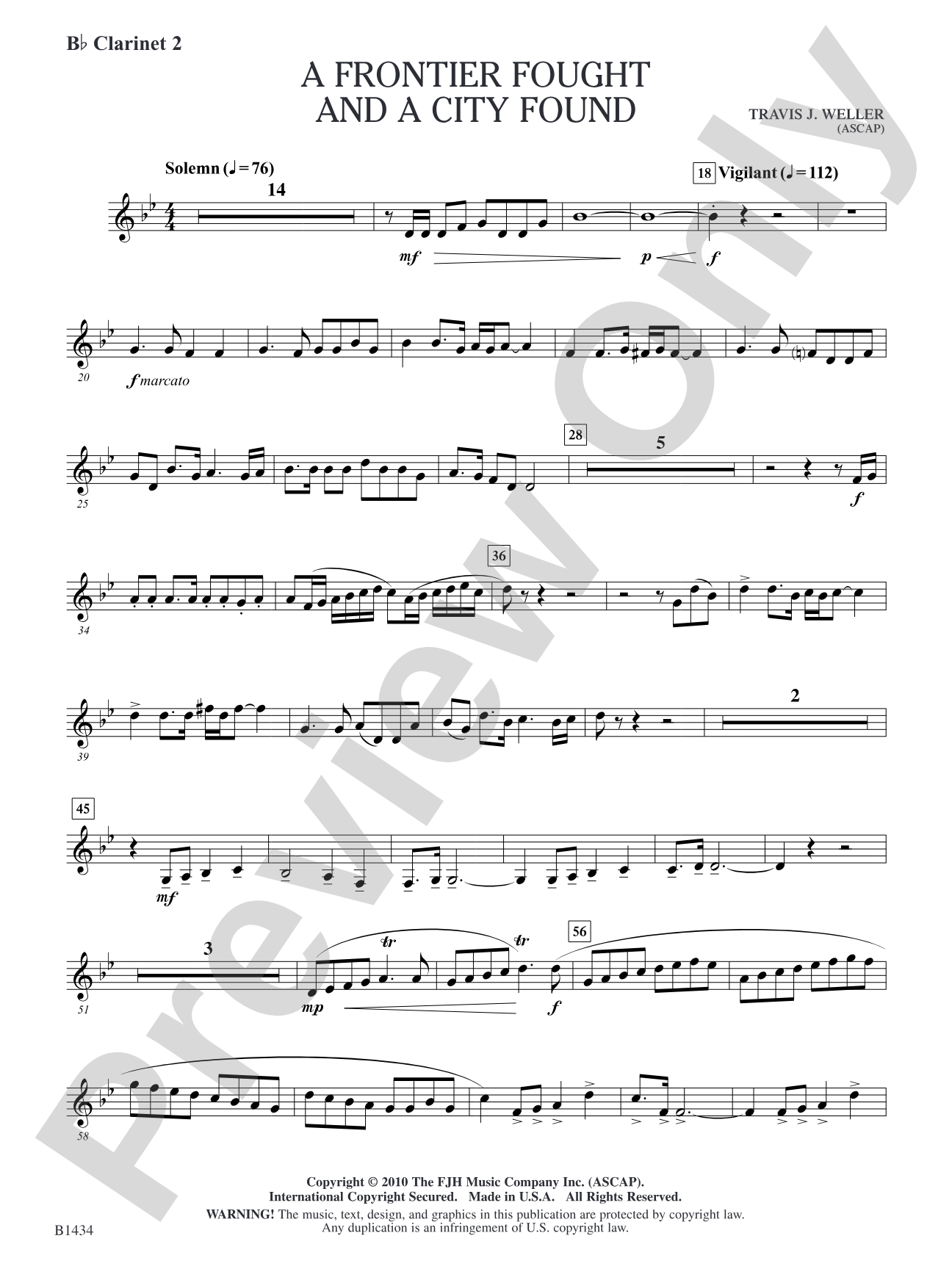 A Frontier Fought and a City Found: B-flat Clarinet 2