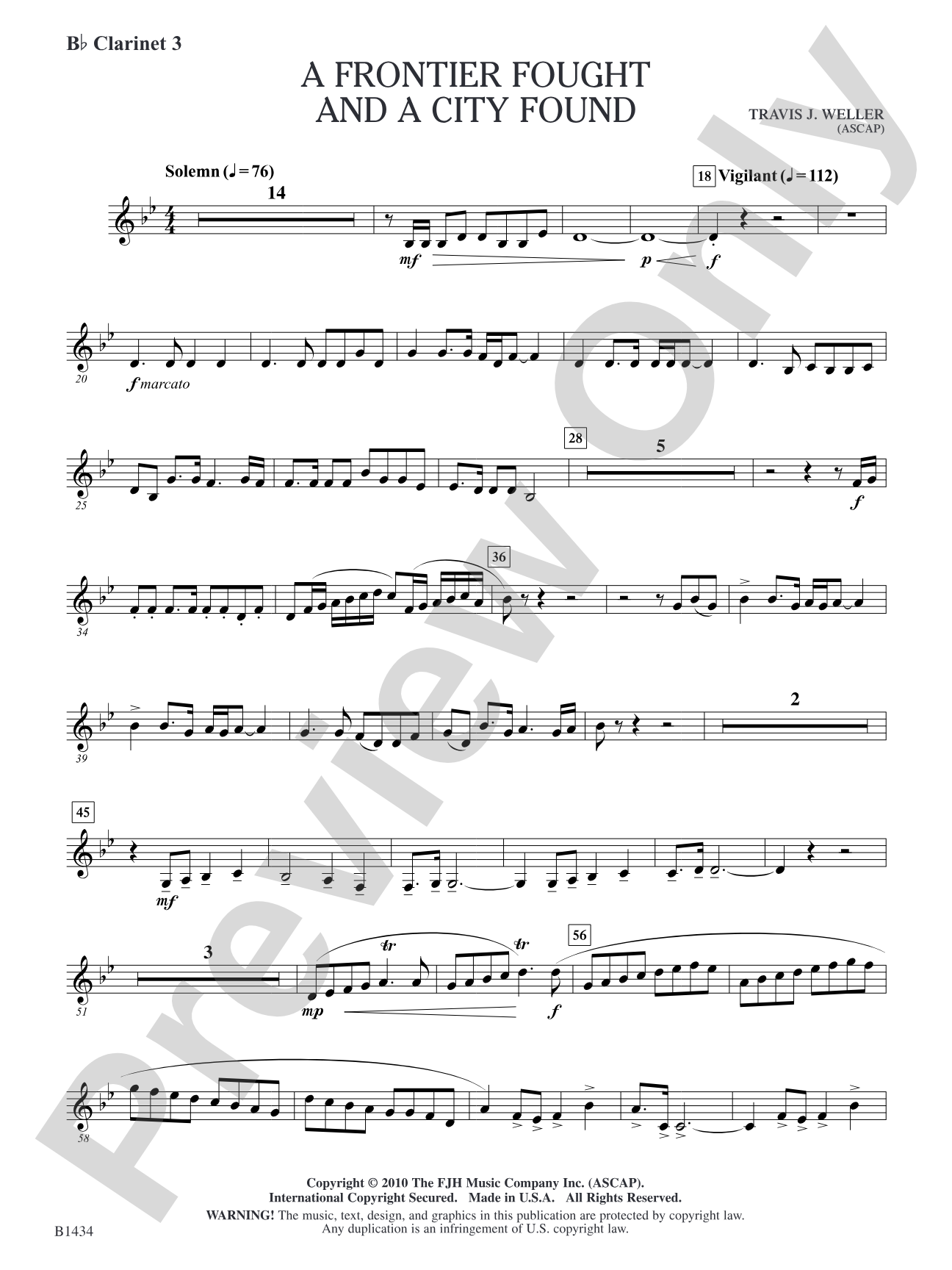 A Frontier Fought and a City Found: B-flat Clarinet 3