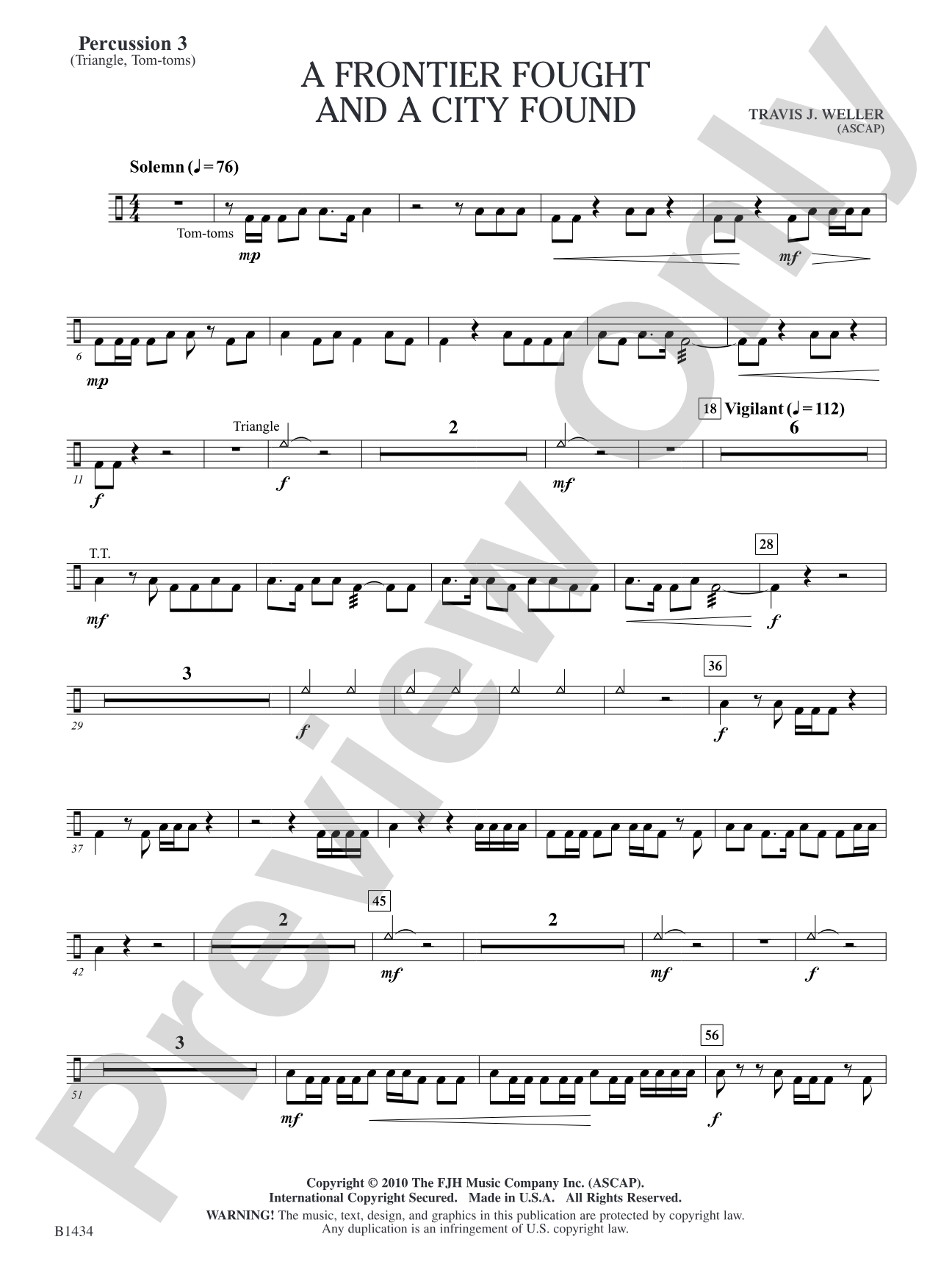 A Frontier Fought and a City Found: Percussion 3