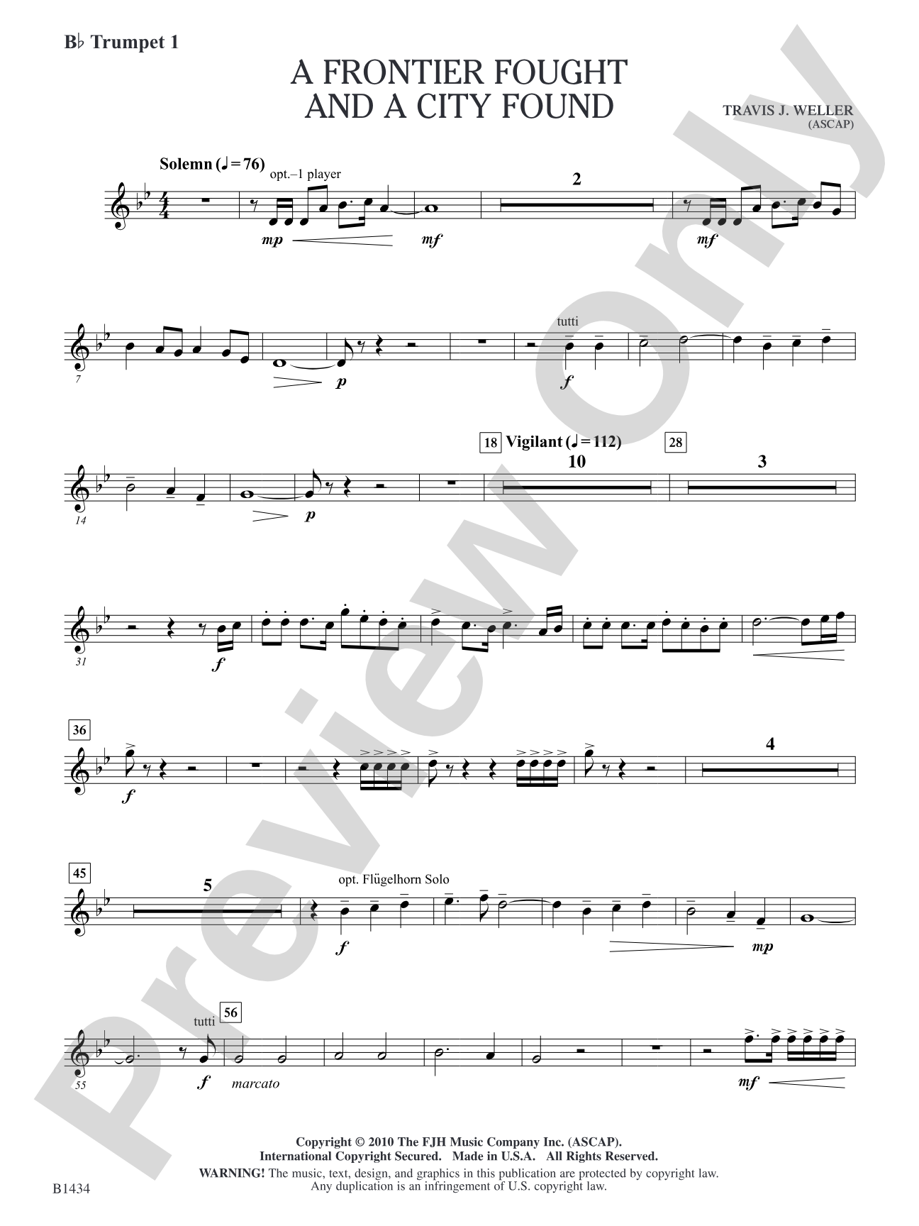 A Frontier Fought and a City Found: B-flat Trumpet 1