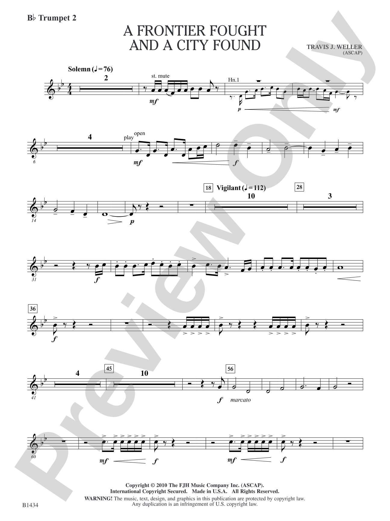 A Frontier Fought and a City Found: B-flat Trumpet 2