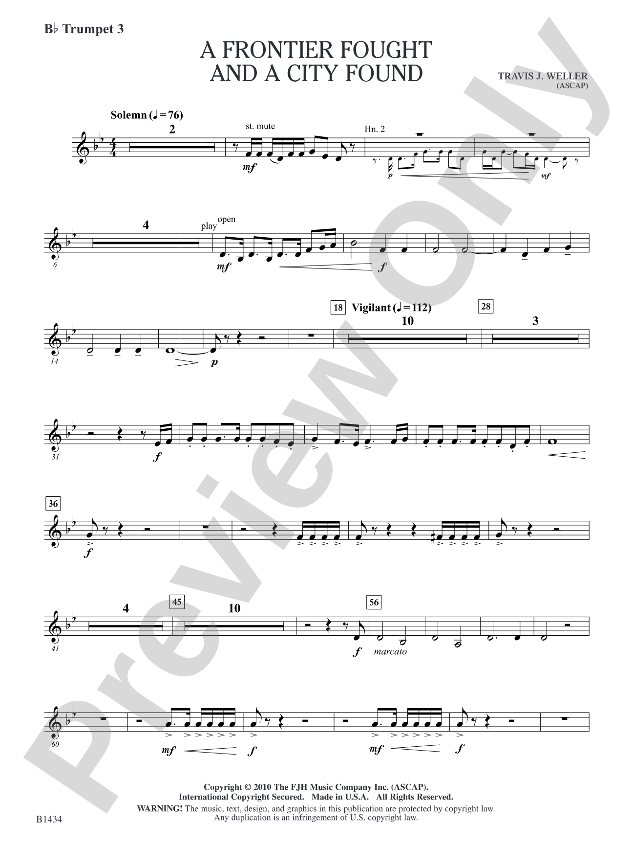 A Frontier Fought and a City Found: B-flat Trumpet 3