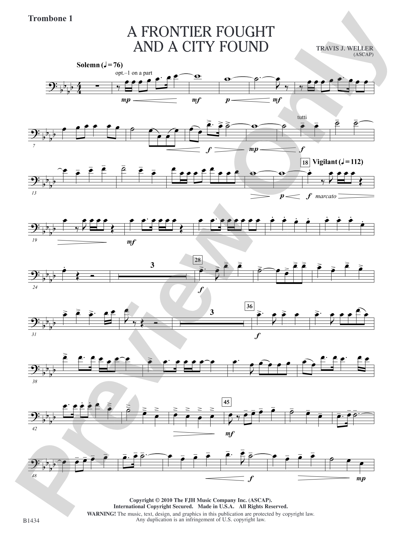 A Frontier Fought and a City Found: Trombone 1