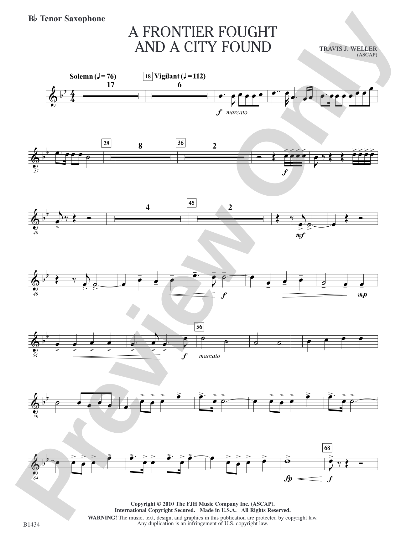 A Frontier Fought and a City Found: B-flat Tenor Saxophone