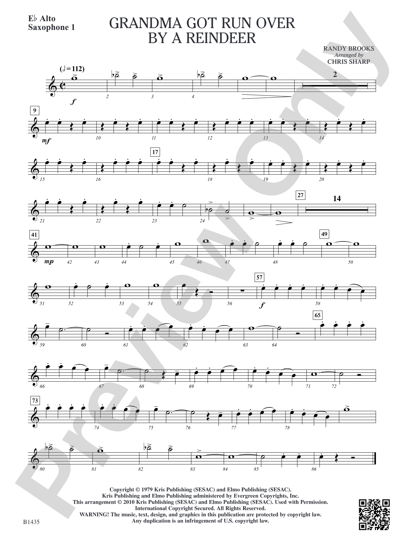 Grandma Got Run Over by a Reindeer: E-flat Alto Saxophone 1