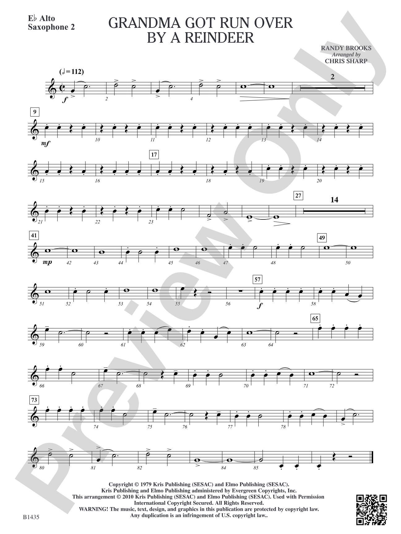 Grandma Got Run Over by a Reindeer: E-flat Alto Saxophone 2