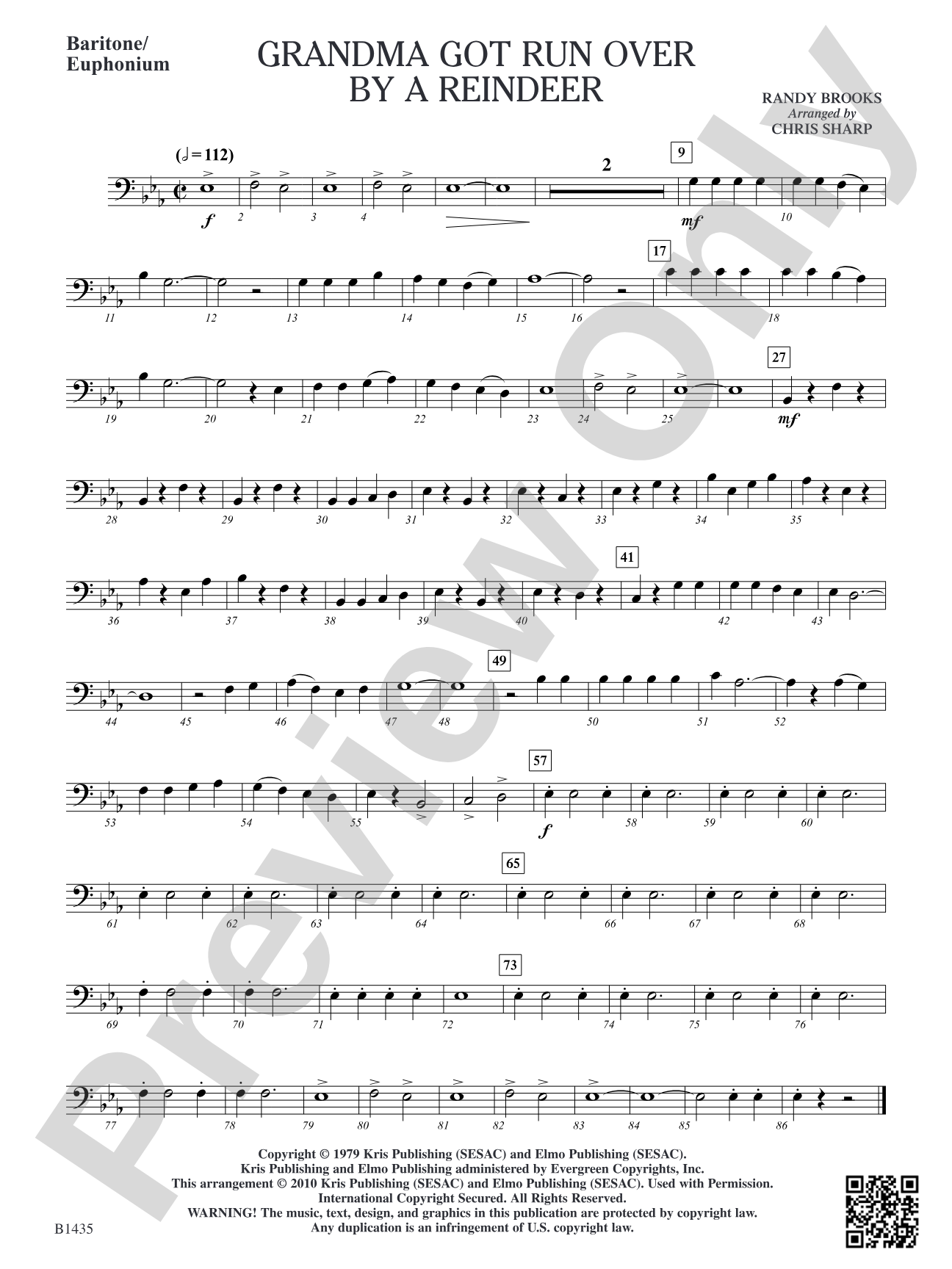 Grandma Got Run Over by a Reindeer: Baritone/Euphonium