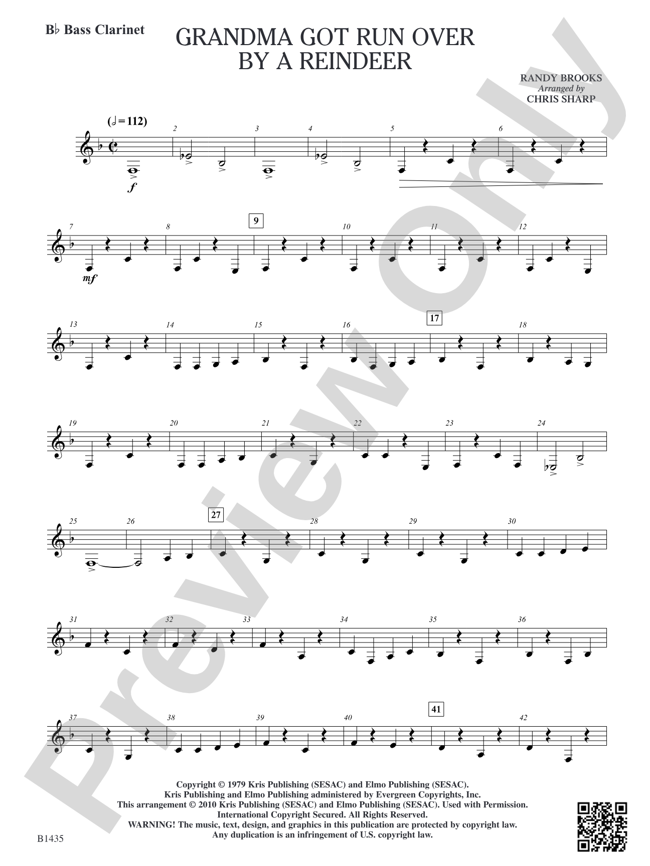 Grandma Got Run Over by a Reindeer: B-flat Bass Clarinet