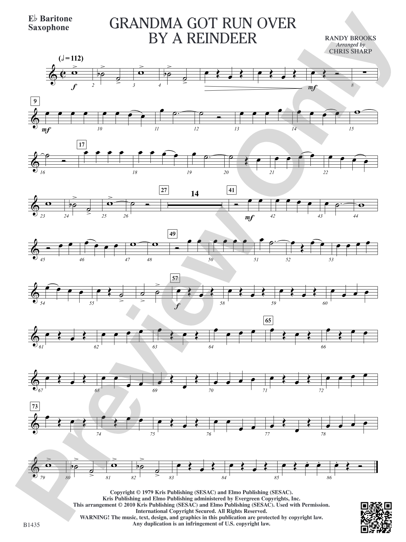 Grandma Got Run Over by a Reindeer: E-flat Baritone Saxophone