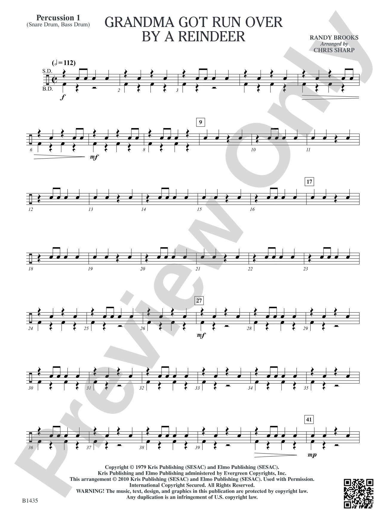 Grandma Got Run Over by a Reindeer: Percussion 1