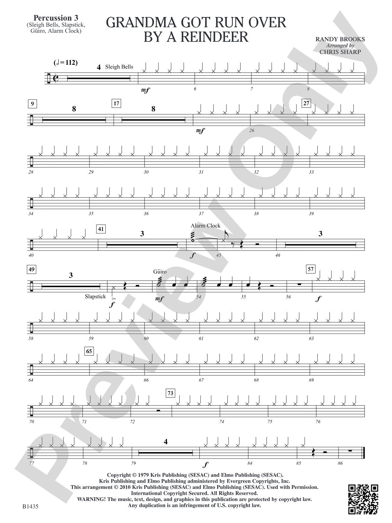 Grandma Got Run Over by a Reindeer: Percussion 3