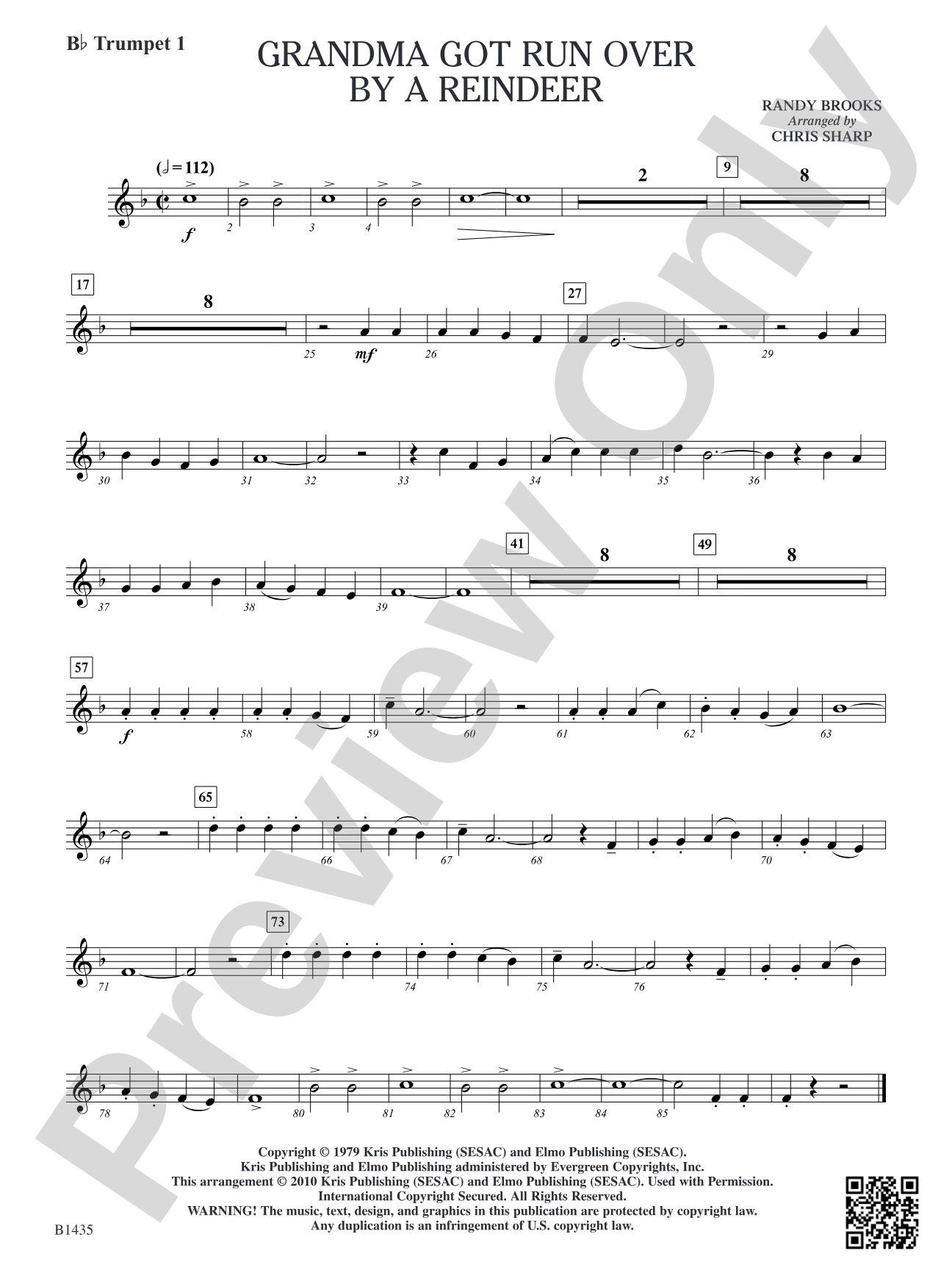 Grandma Got Run Over by a Reindeer: B-flat Trumpet 1