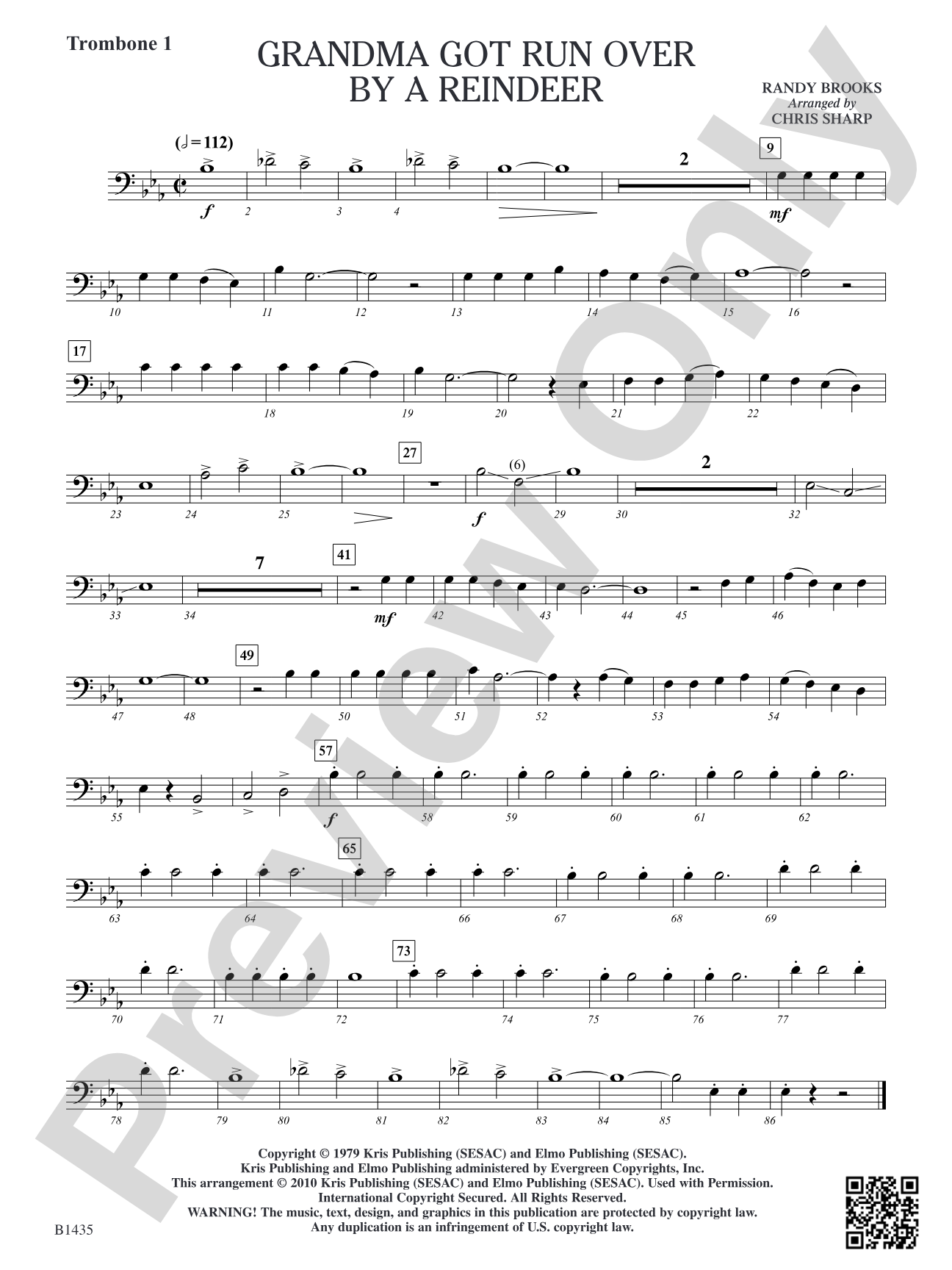Grandma Got Run Over by a Reindeer: Trombone 1