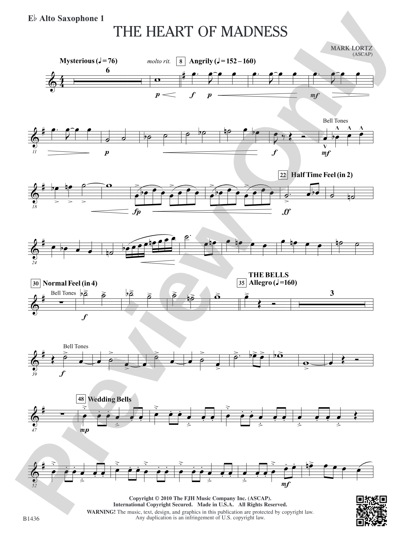 The Heart of Madness: E-flat Alto Saxophone 1