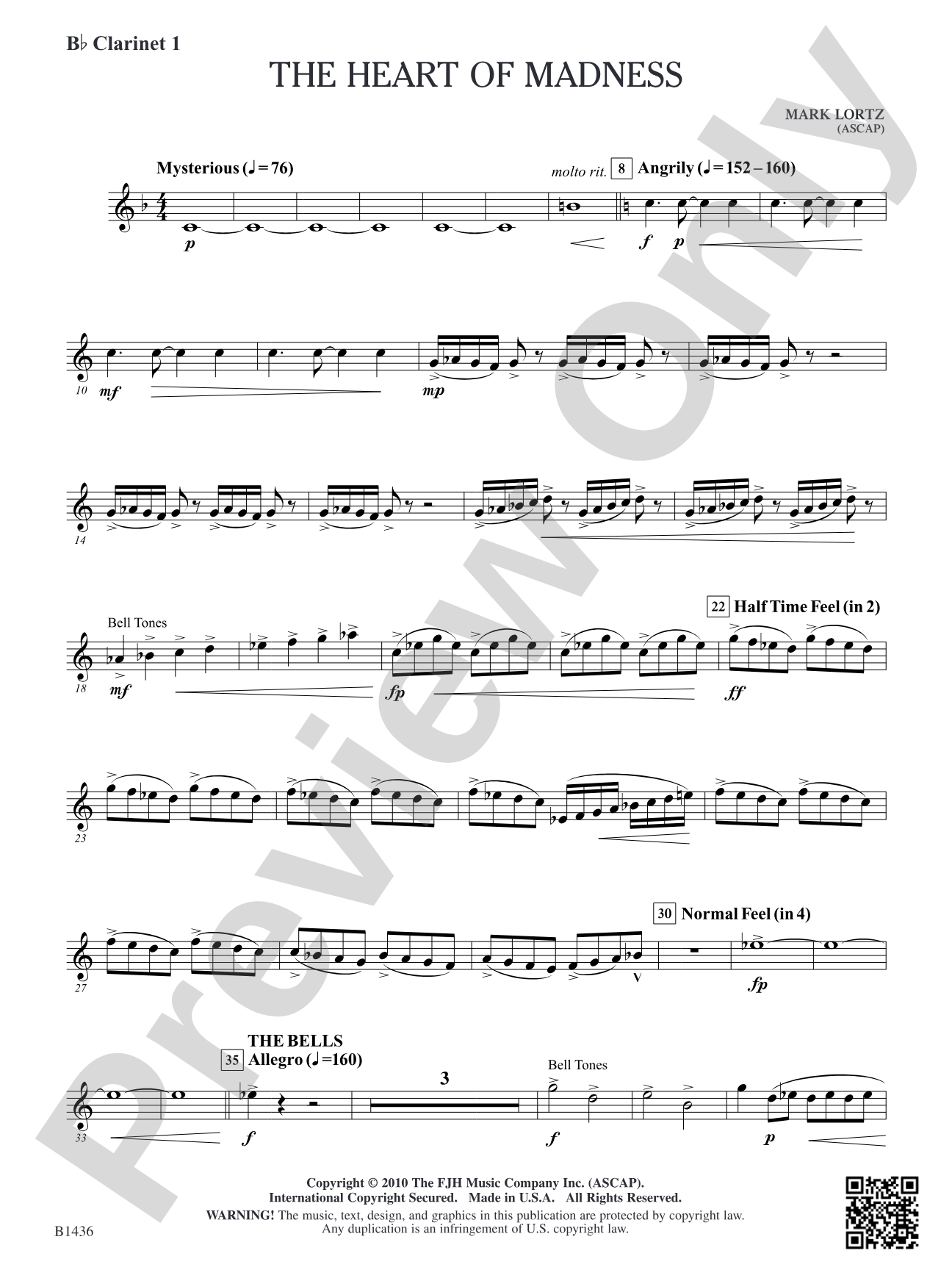 The Heart of Madness: B-flat Clarinet 1