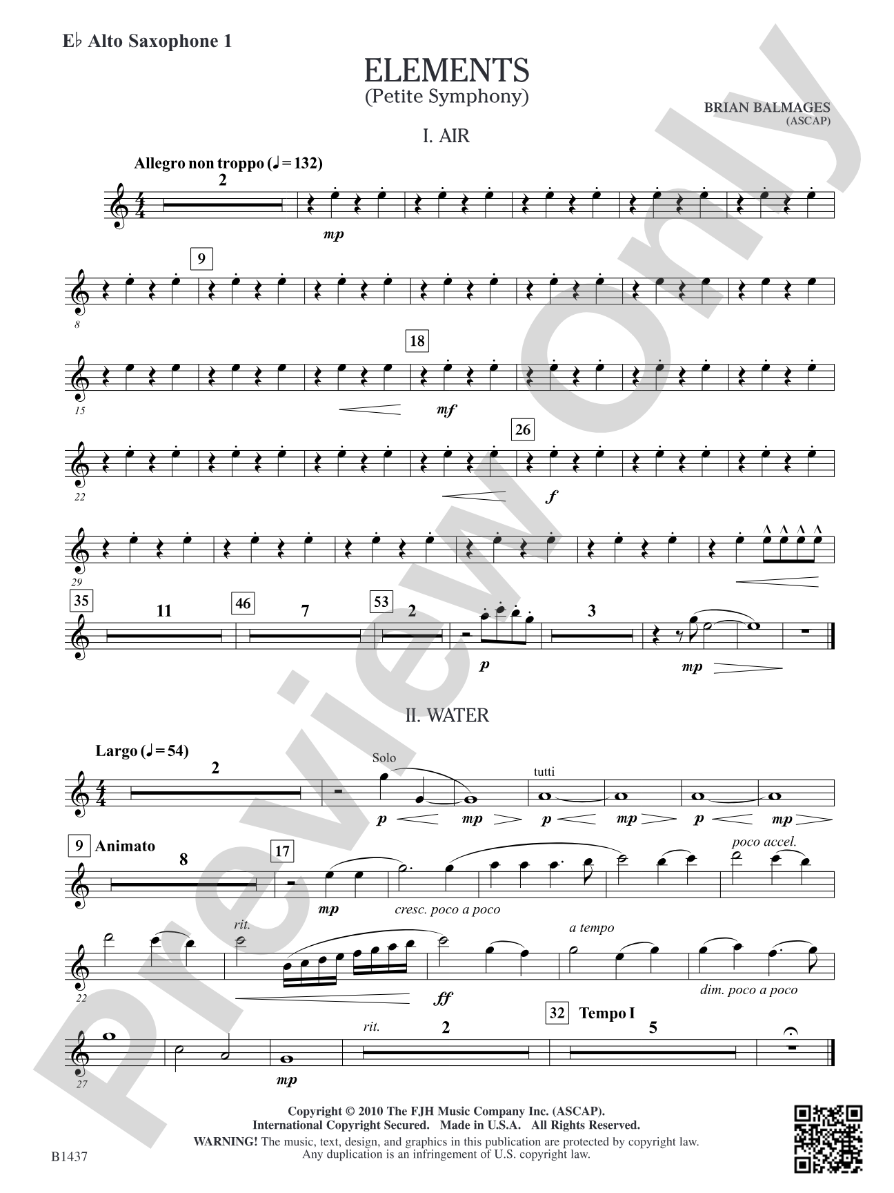 Elements (Petite Symphony): E-flat Alto Saxophone 1