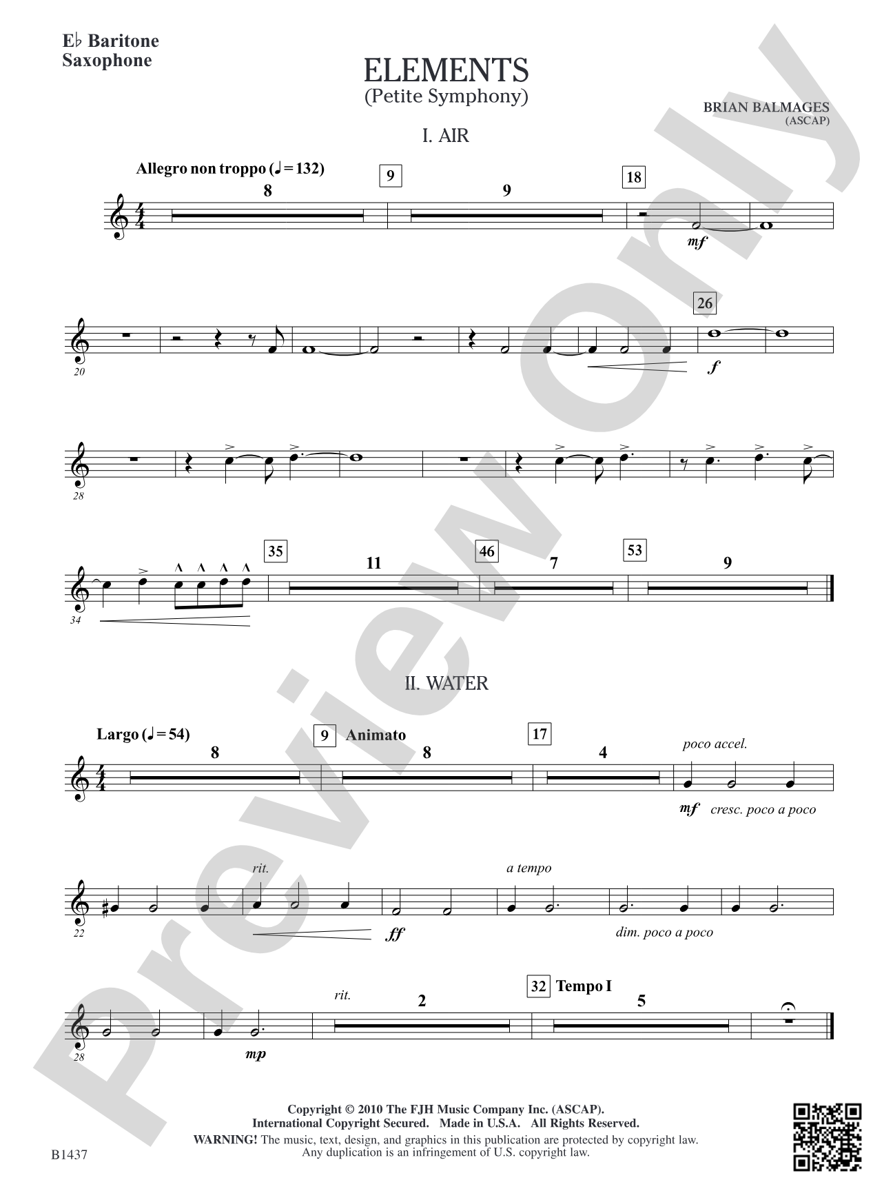 Elements (Petite Symphony): E-flat Baritone Saxophone