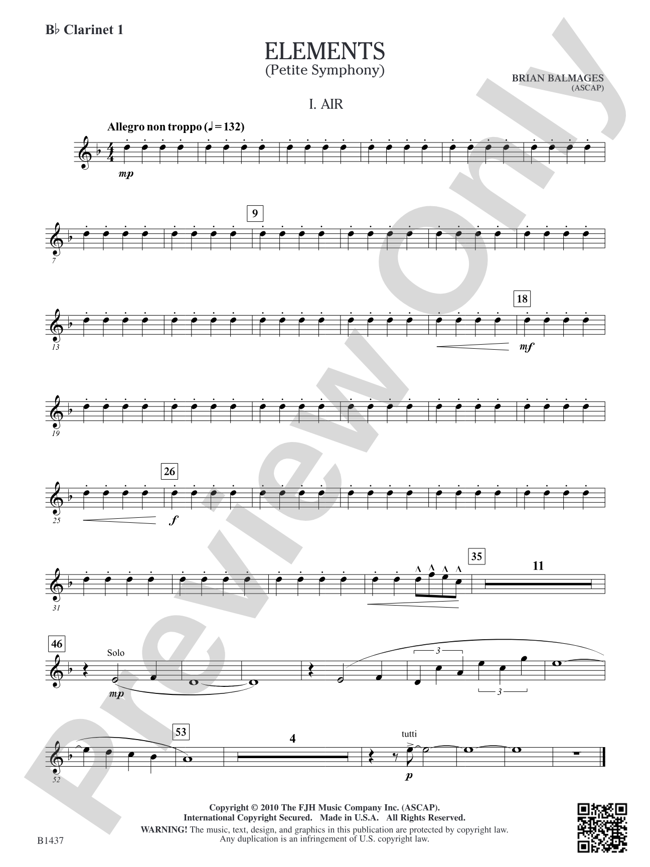 Elements (Petite Symphony): B-flat Clarinet 1