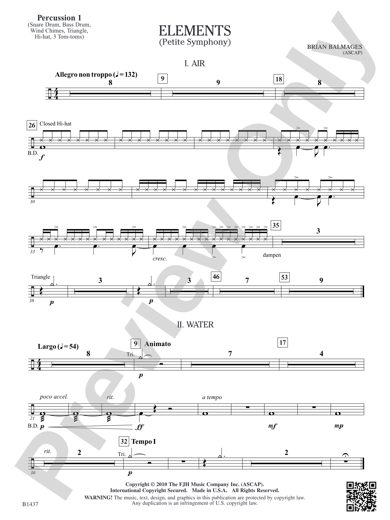 Elements (Petite Symphony): Percussion 1