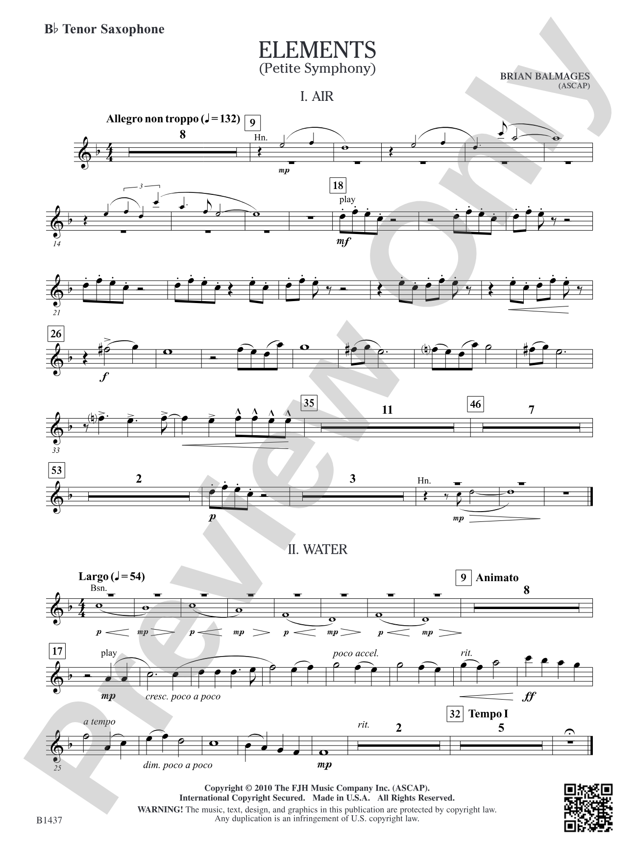 Elements (Petite Symphony): B-flat Tenor Saxophone