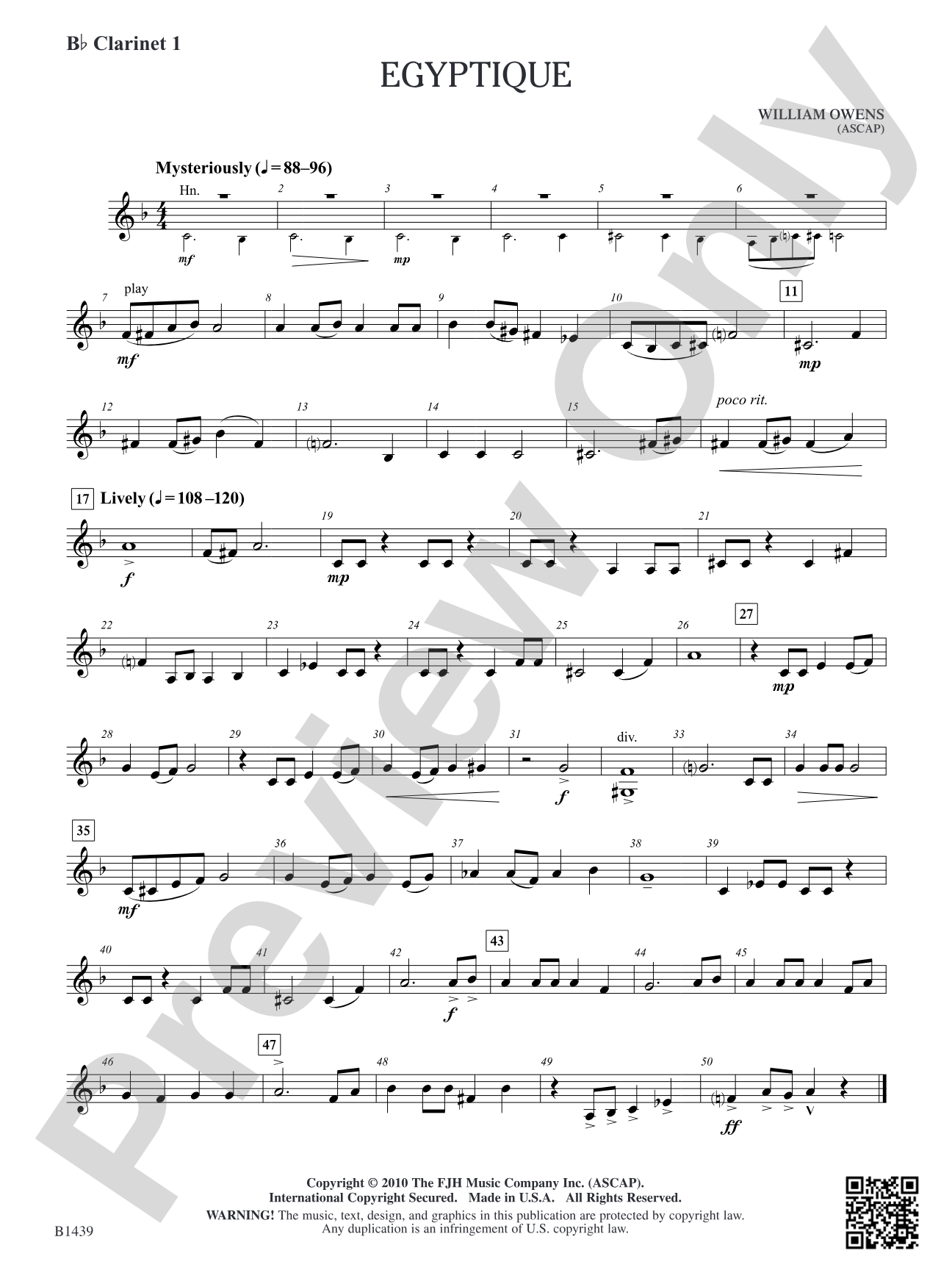 Egyptique: B-flat Clarinet 1