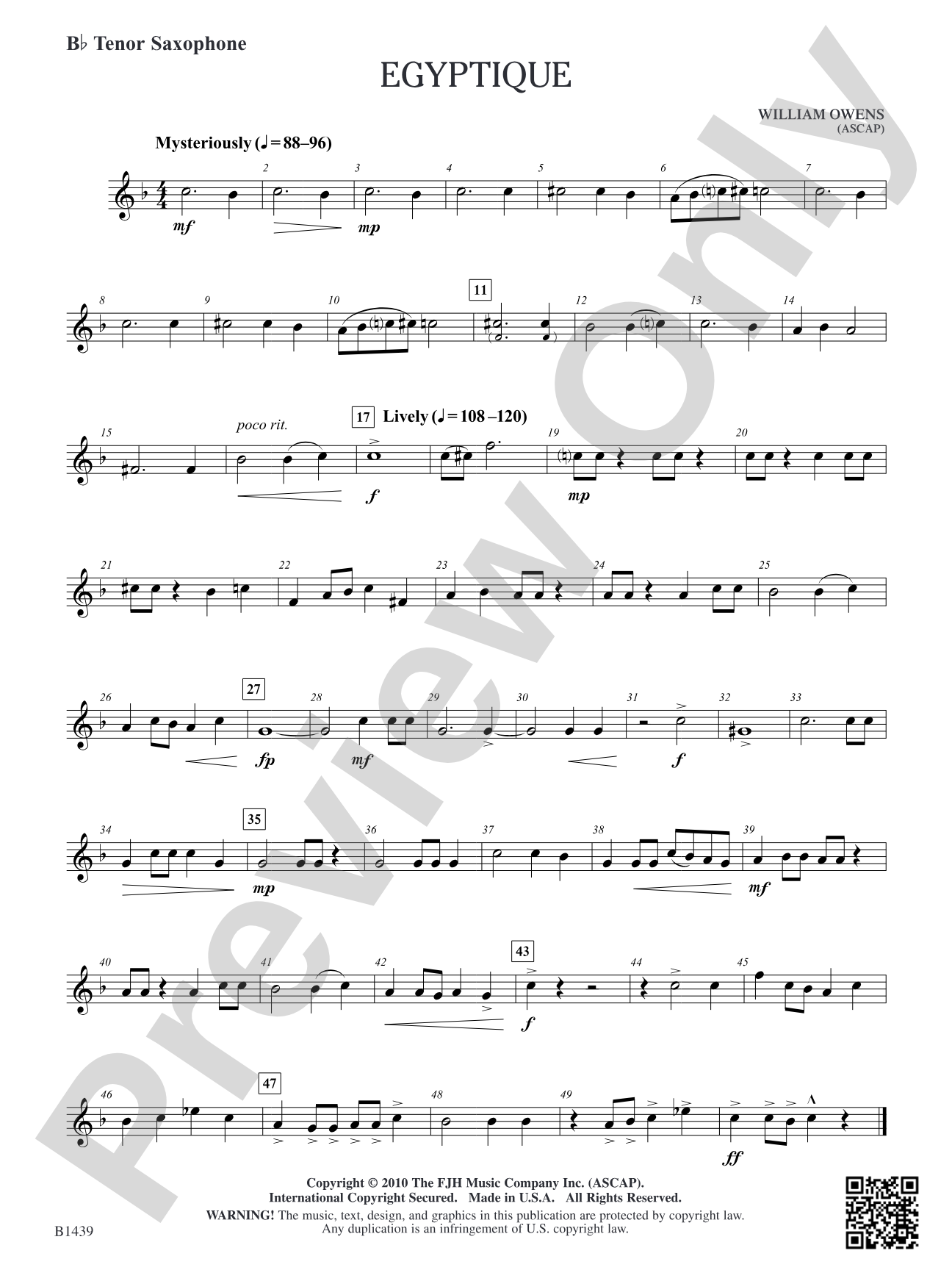 Egyptique: B-flat Tenor Saxophone