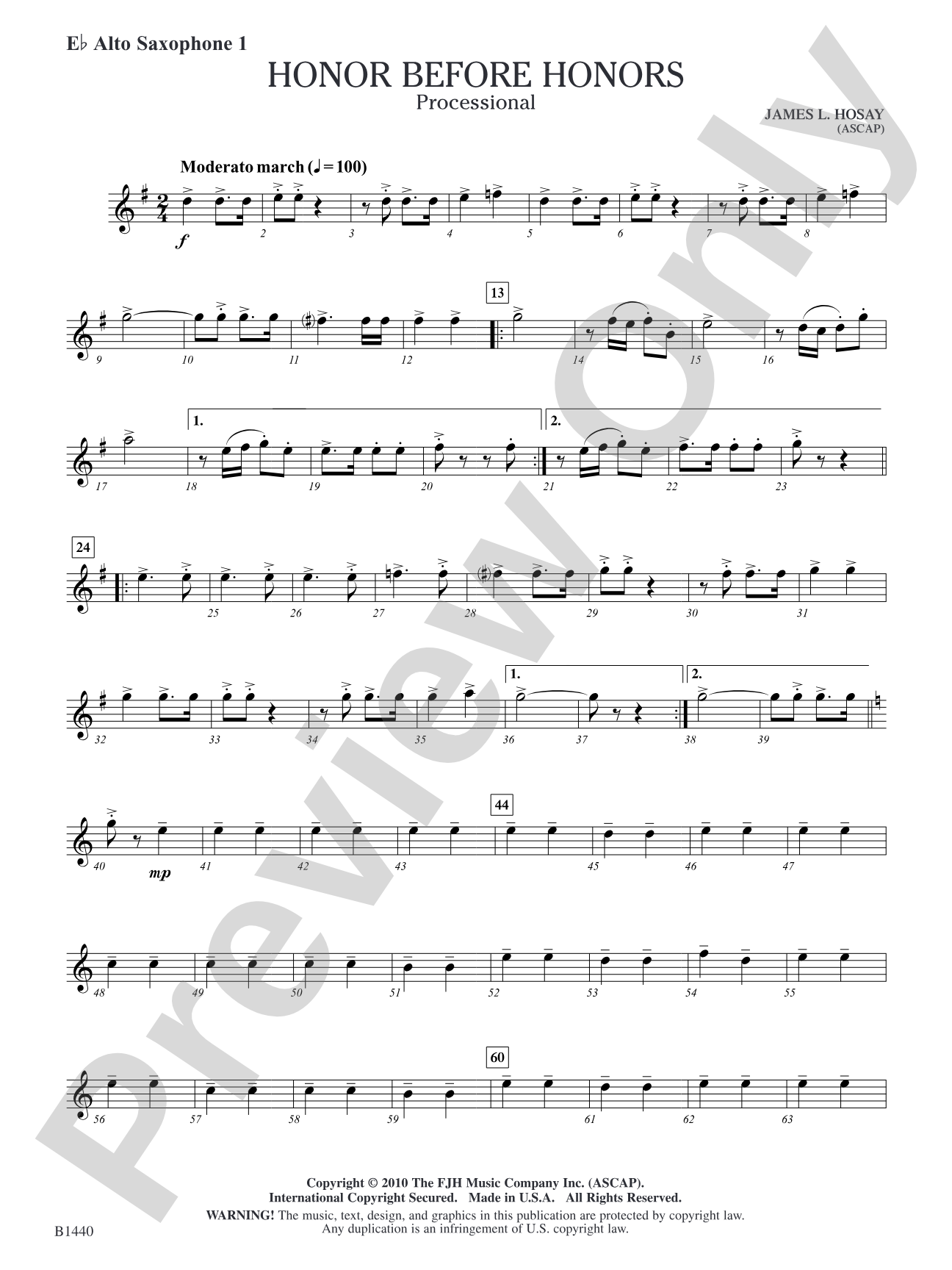 Honor Before Honors: E-flat Alto Saxophone 1