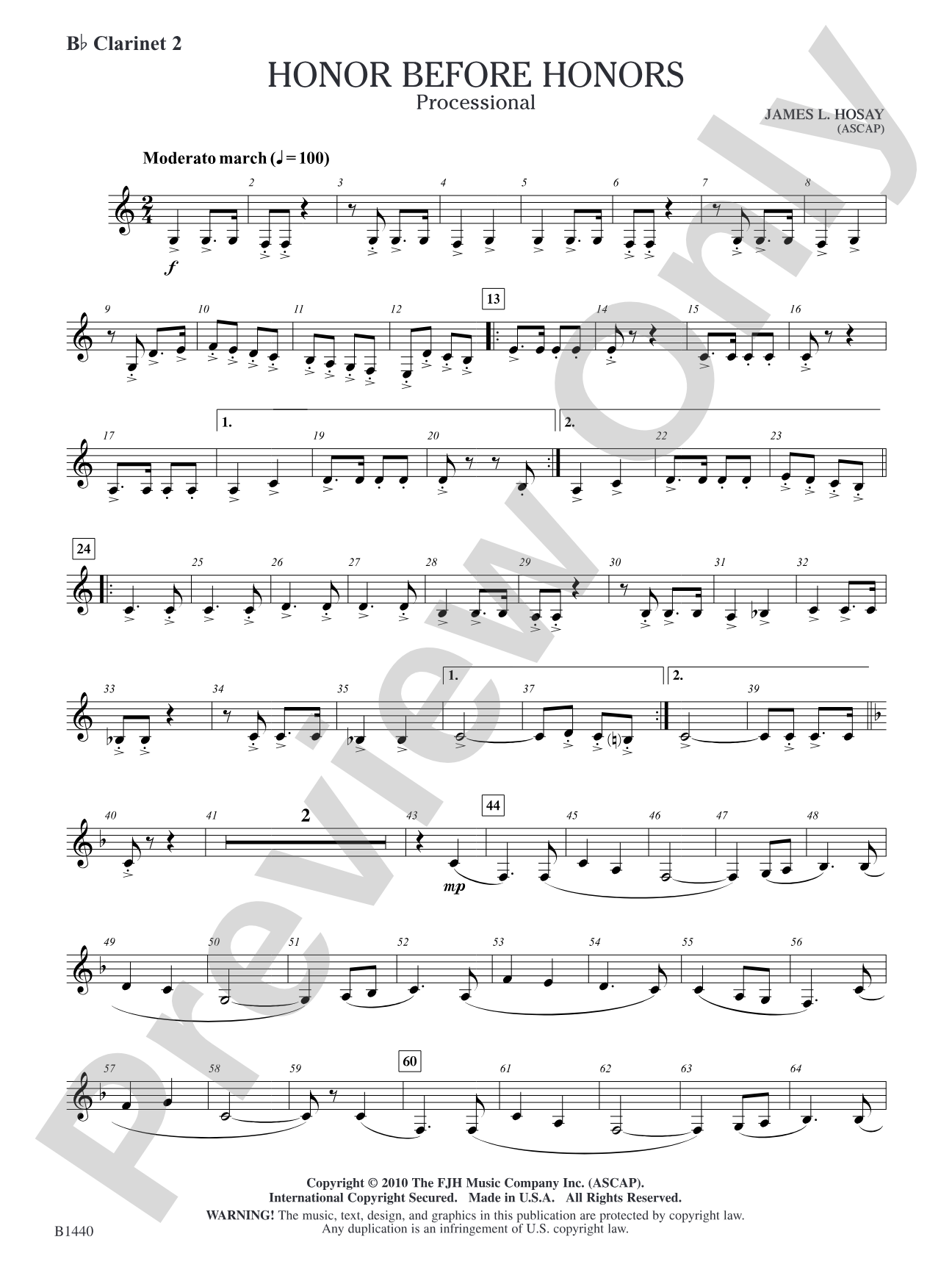 Honor Before Honors: B-flat Clarinet 2