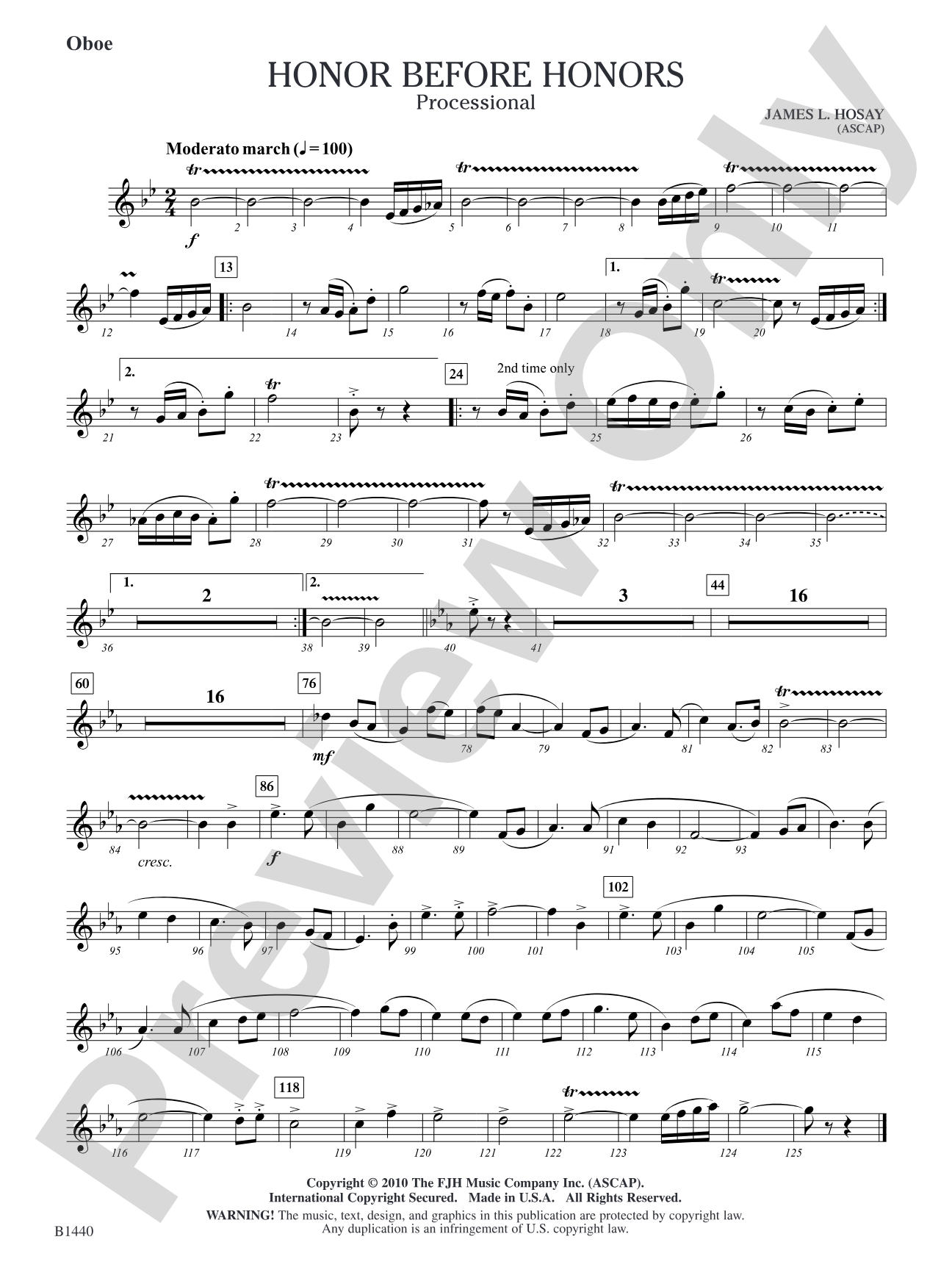 Honor Before Honors: Oboe