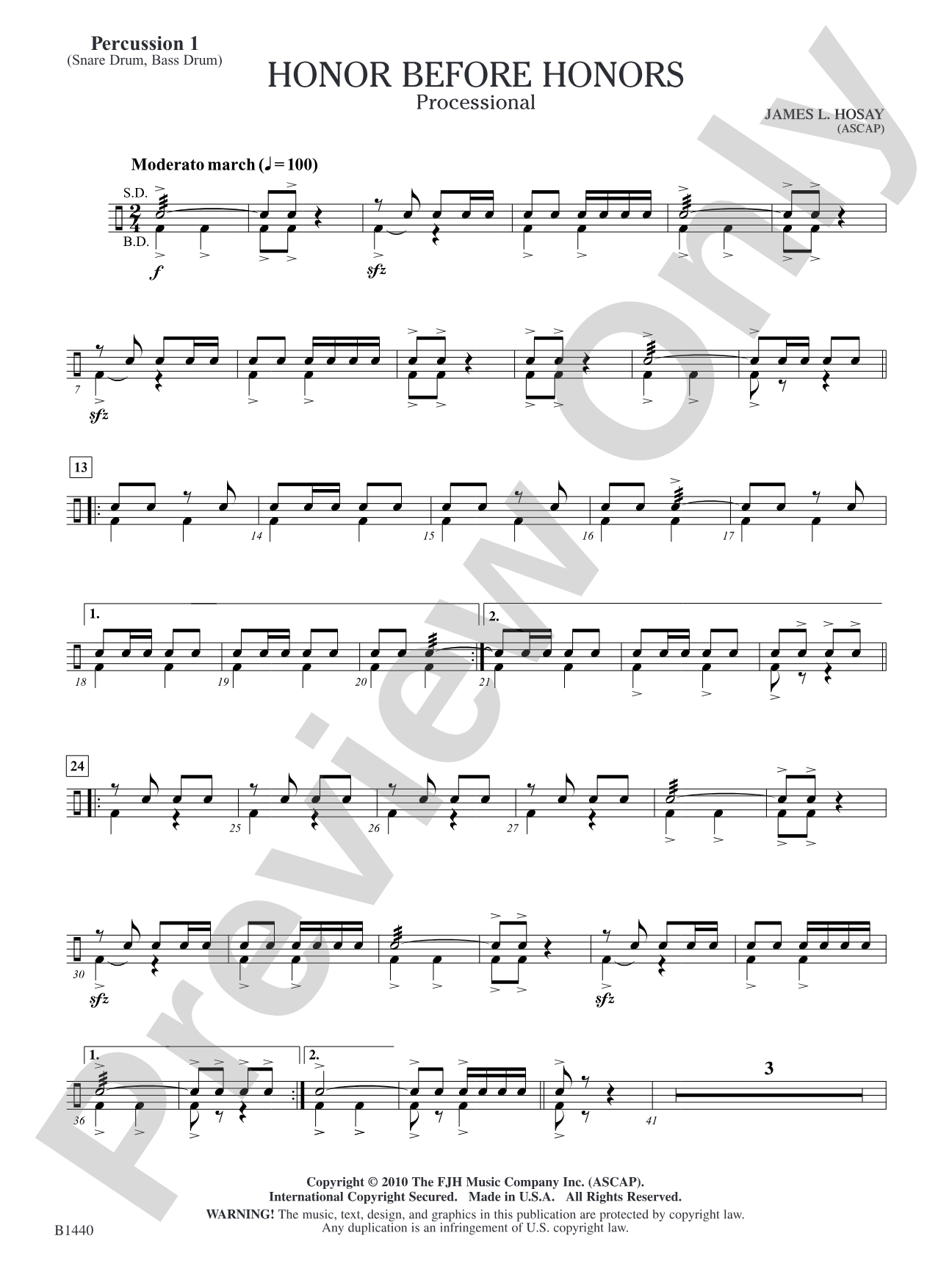 Honor Before Honors: Percussion 1