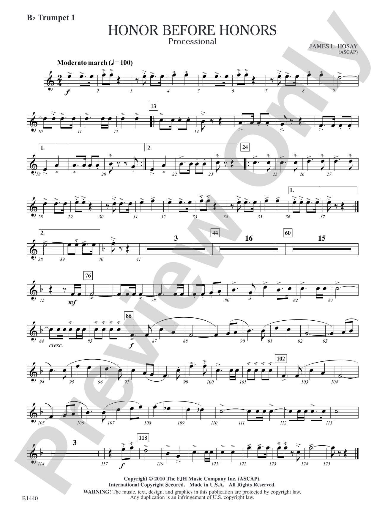 Honor Before Honors: B-flat Trumpet 1
