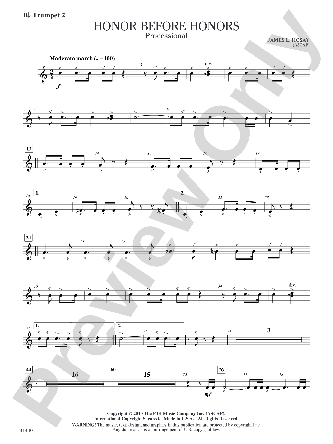 Honor Before Honors: B-flat Trumpet 2