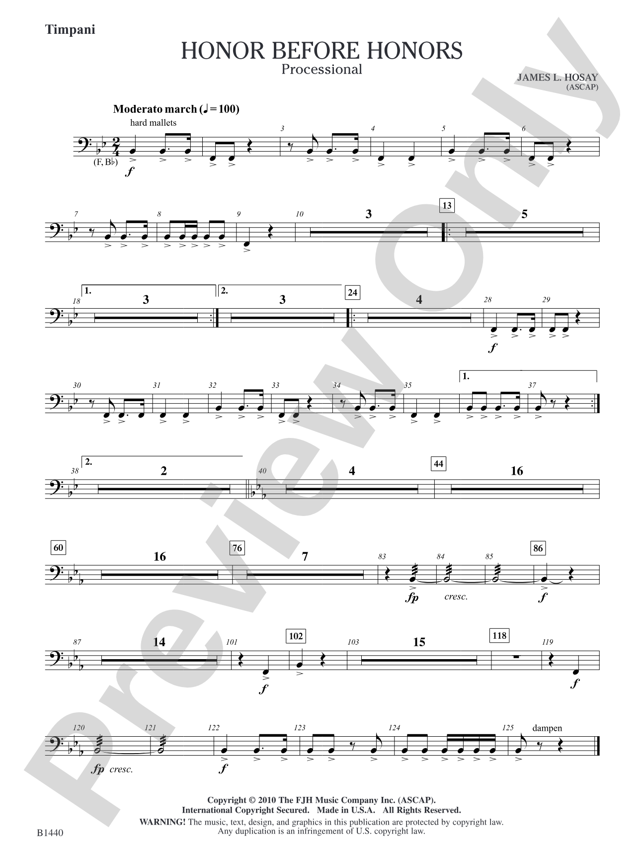 Honor Before Honors: Timpani