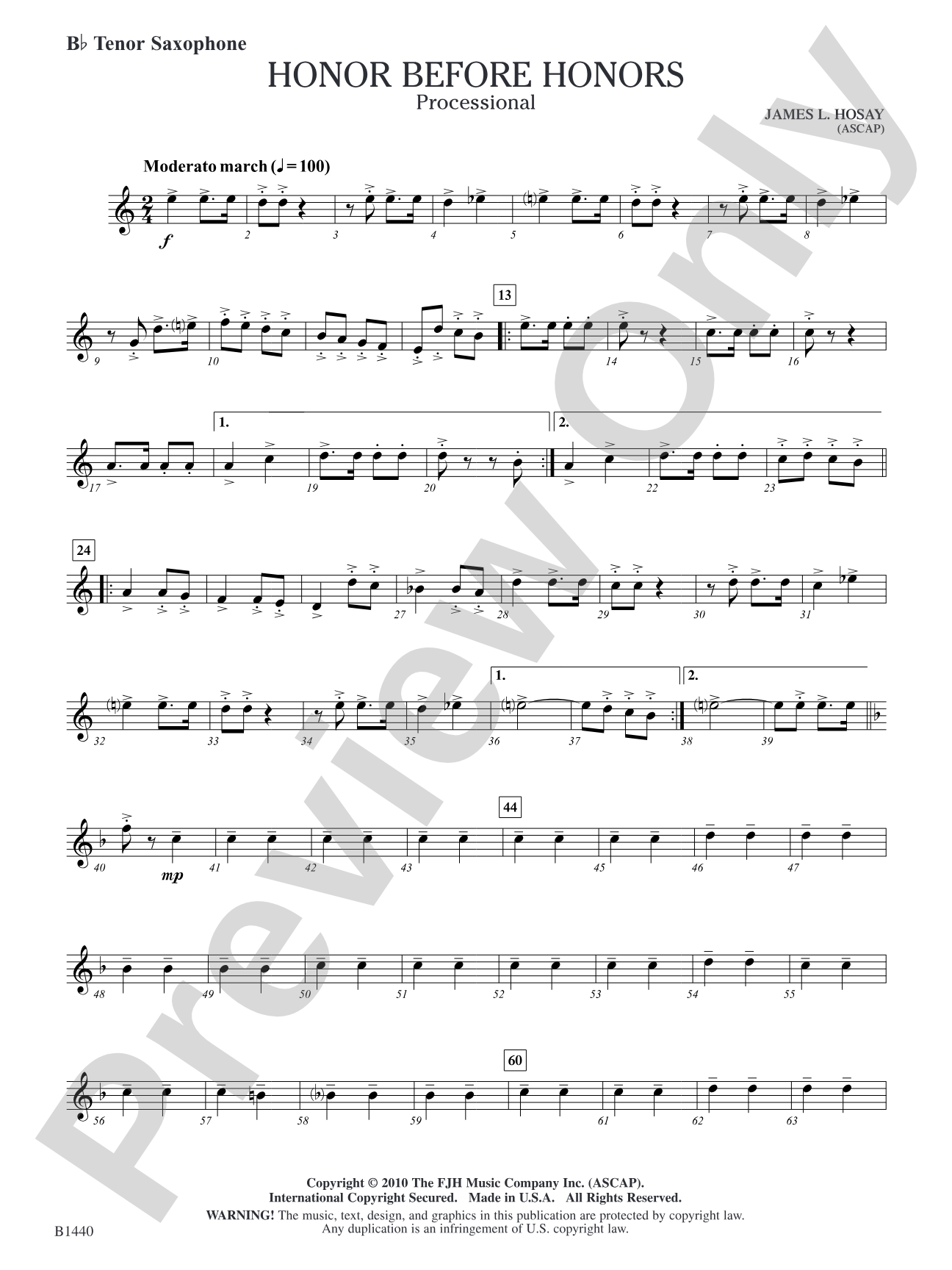 Honor Before Honors: B-flat Tenor Saxophone