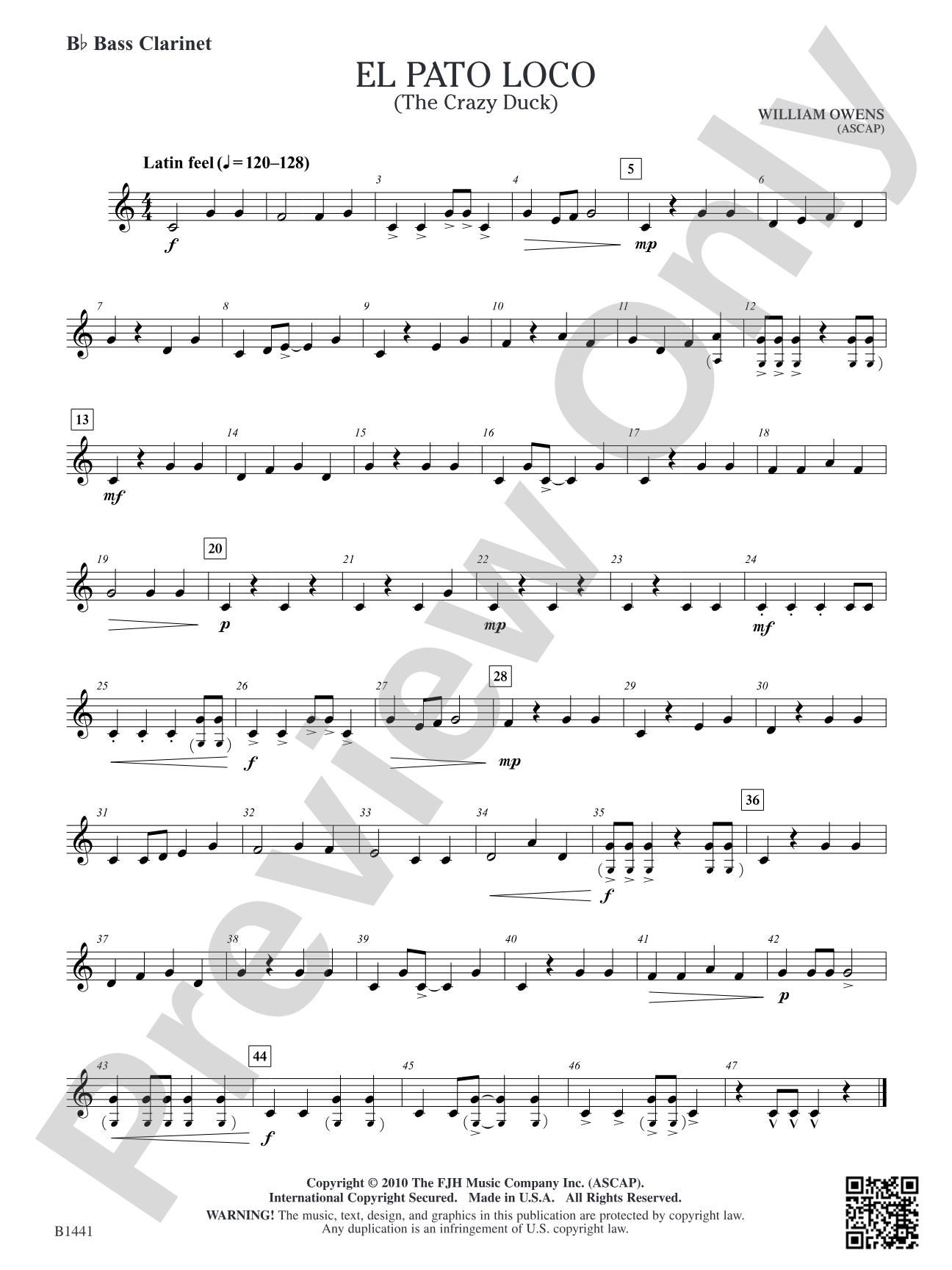 El Pato Loco (The Crazy Duck): B-flat Bass Clarinet