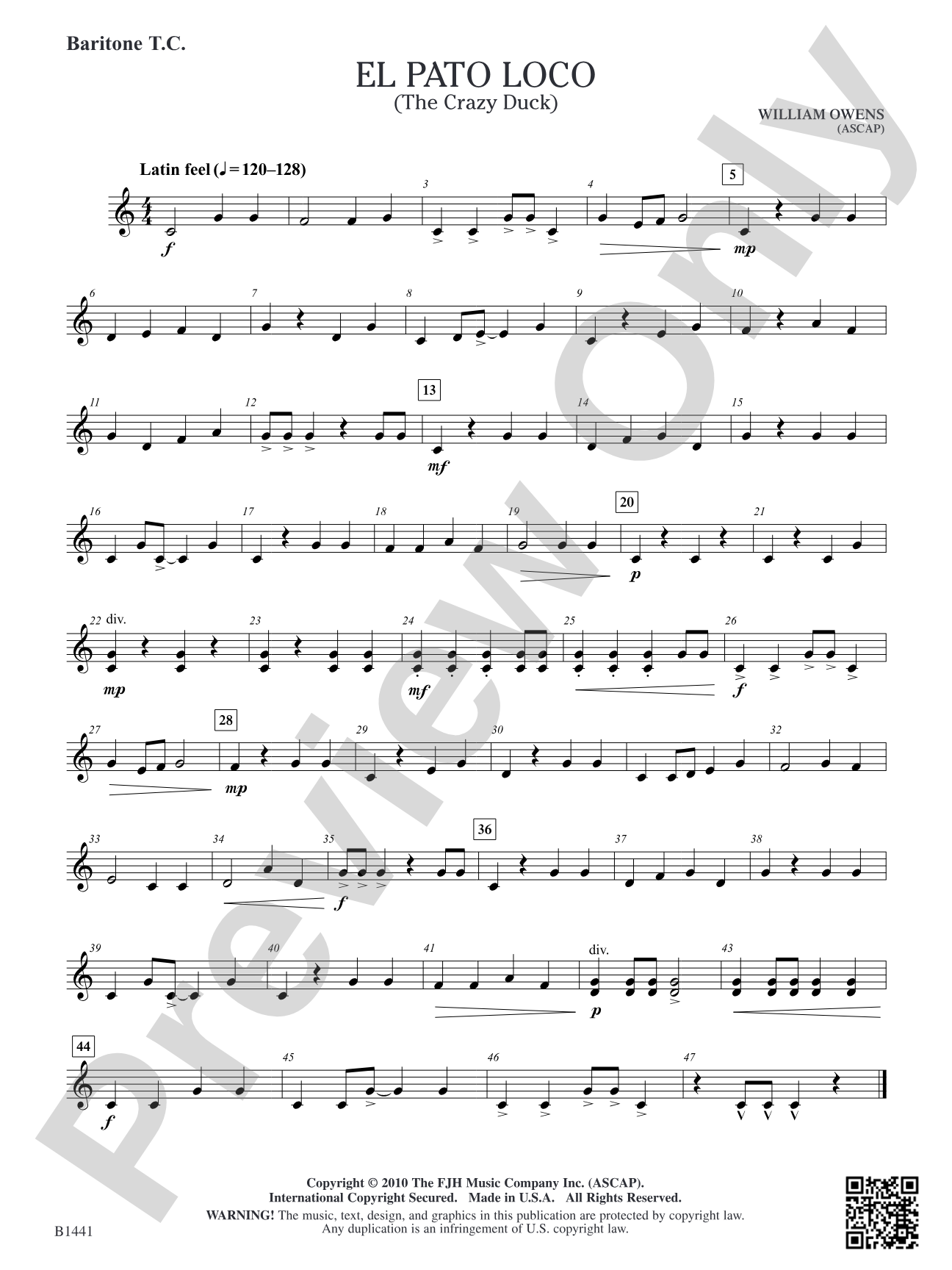 El Pato Loco (The Crazy Duck): Baritone T.C.
