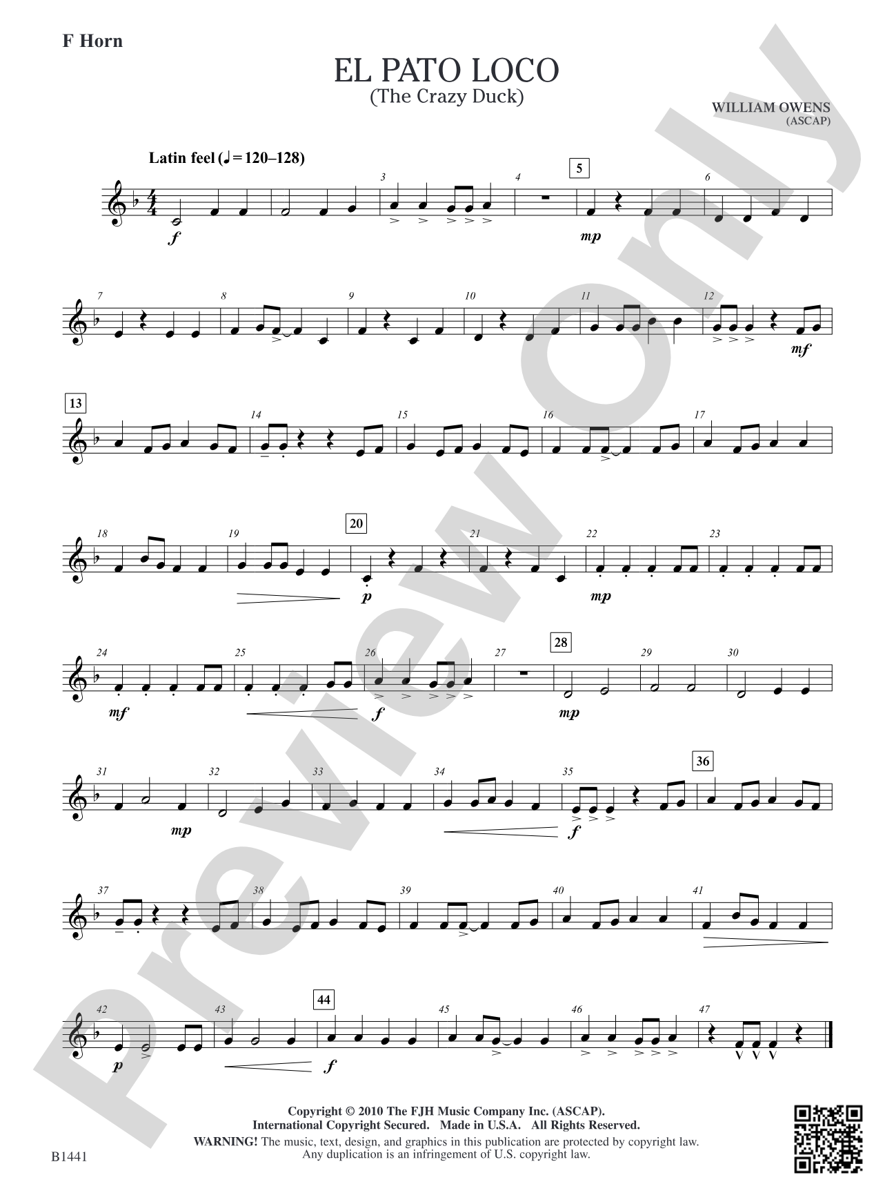 El Pato Loco (The Crazy Duck): F Horn