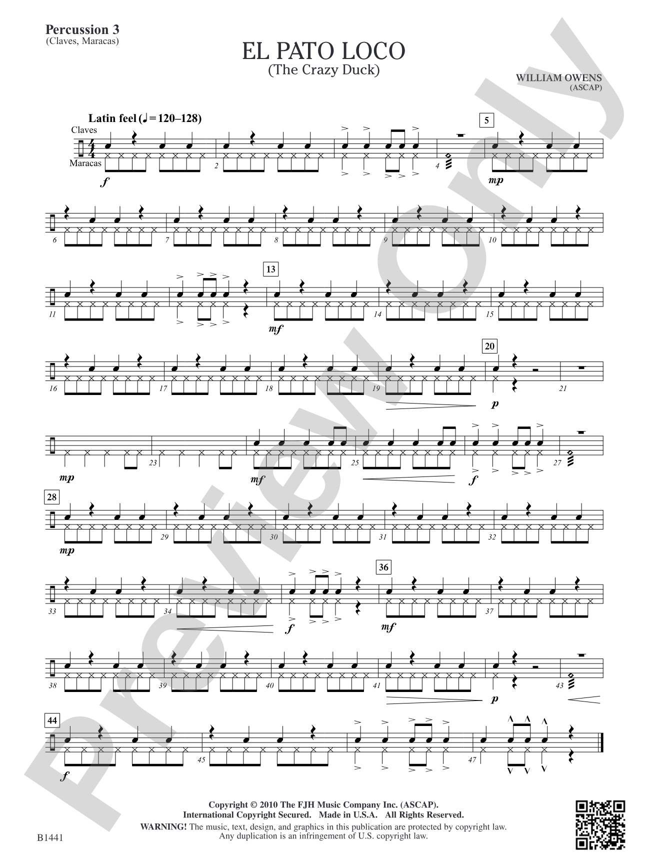 El Pato Loco (The Crazy Duck): Percussion 3