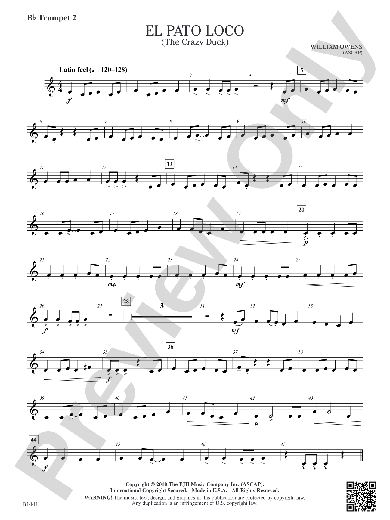 El Pato Loco (The Crazy Duck): B-flat Trumpet 2