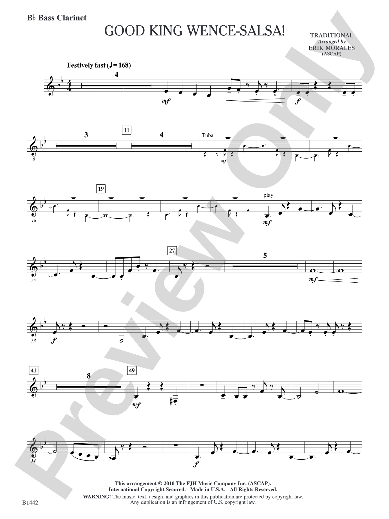 Good King Wence-SALSA!: B-flat Bass Clarinet