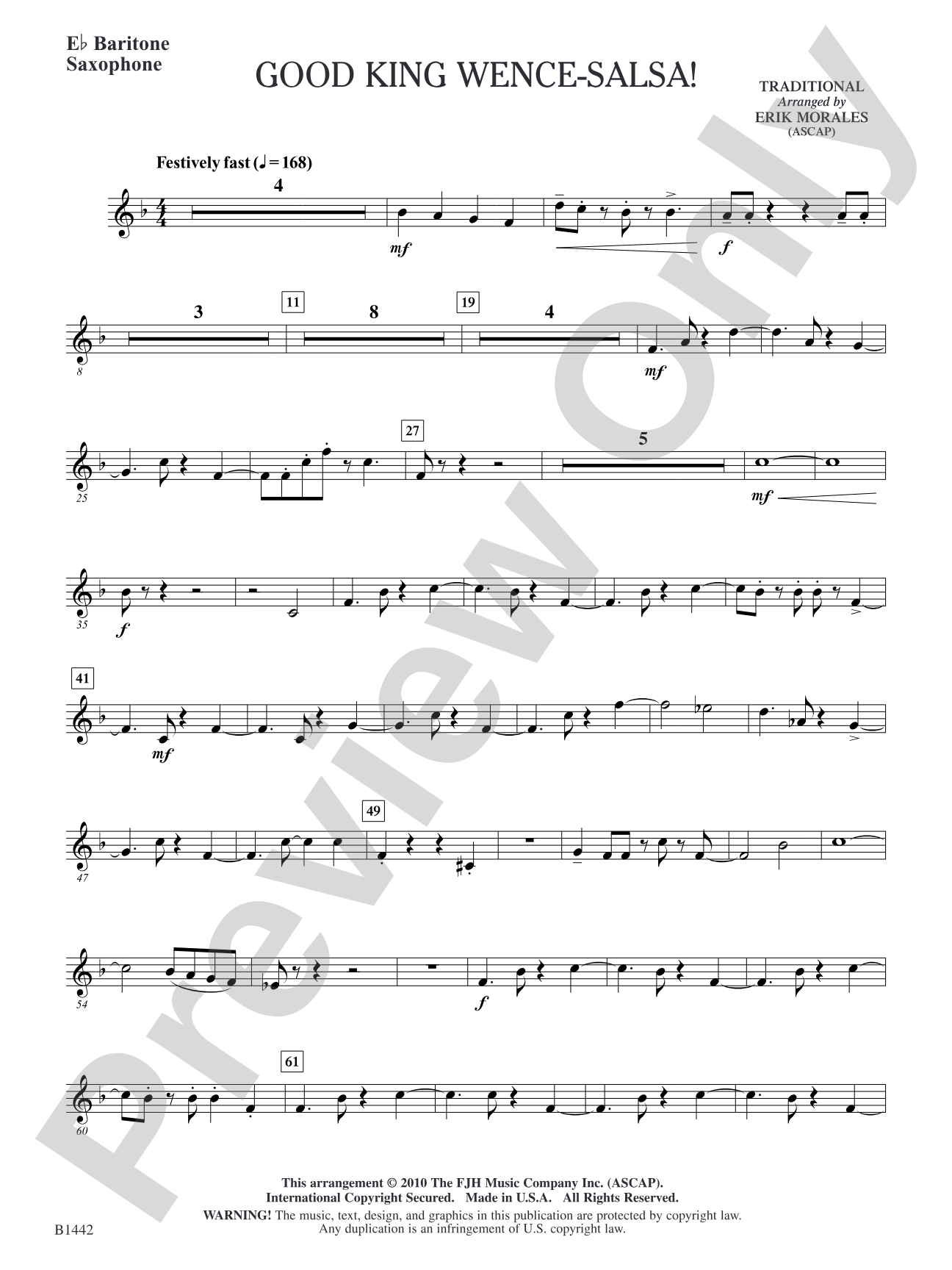 Good King Wence-SALSA!: E-flat Baritone Saxophone