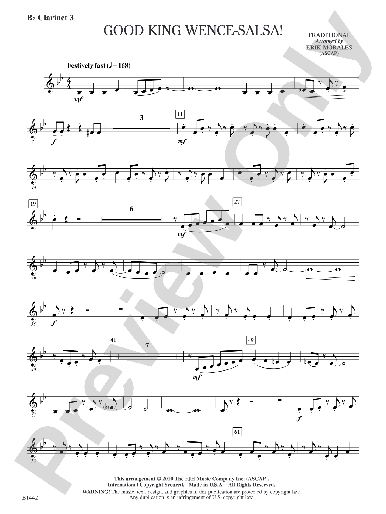 Good King Wence-SALSA!: B-flat Clarinet 3