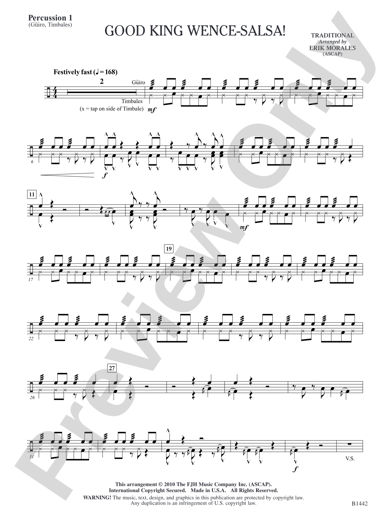 Good King Wence-SALSA!: Percussion 1