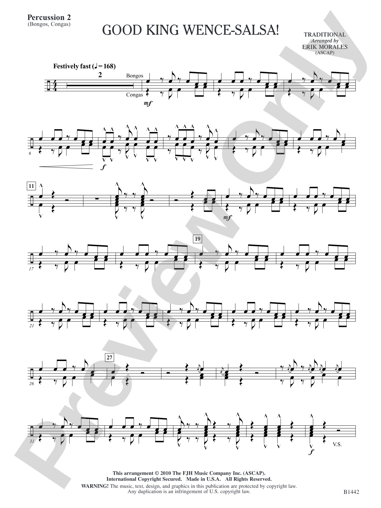 Good King Wence-SALSA!: Percussion 2