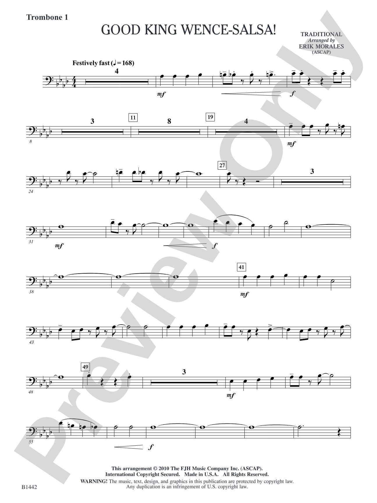 Good King Wence-SALSA!: Trombone 1