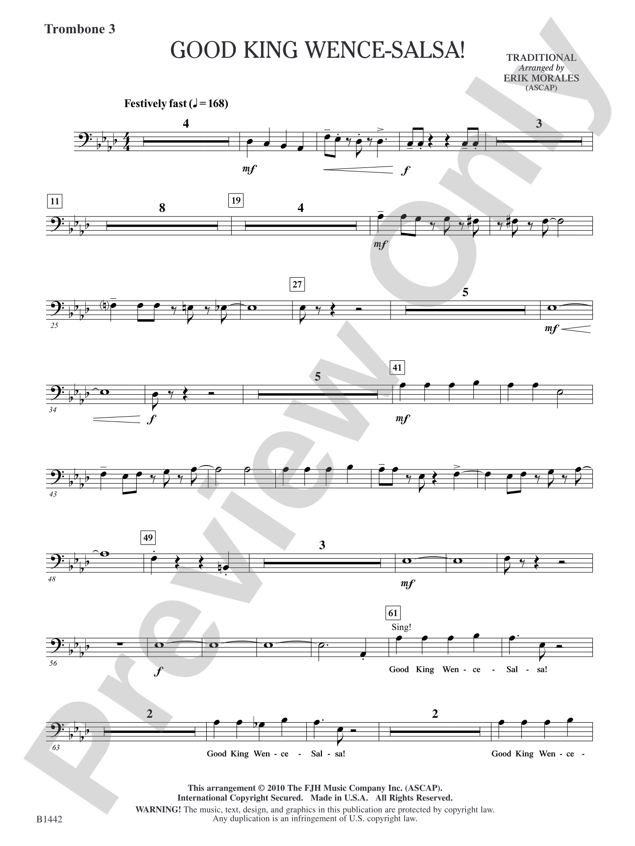 Good King Wence-SALSA!: Trombone 3