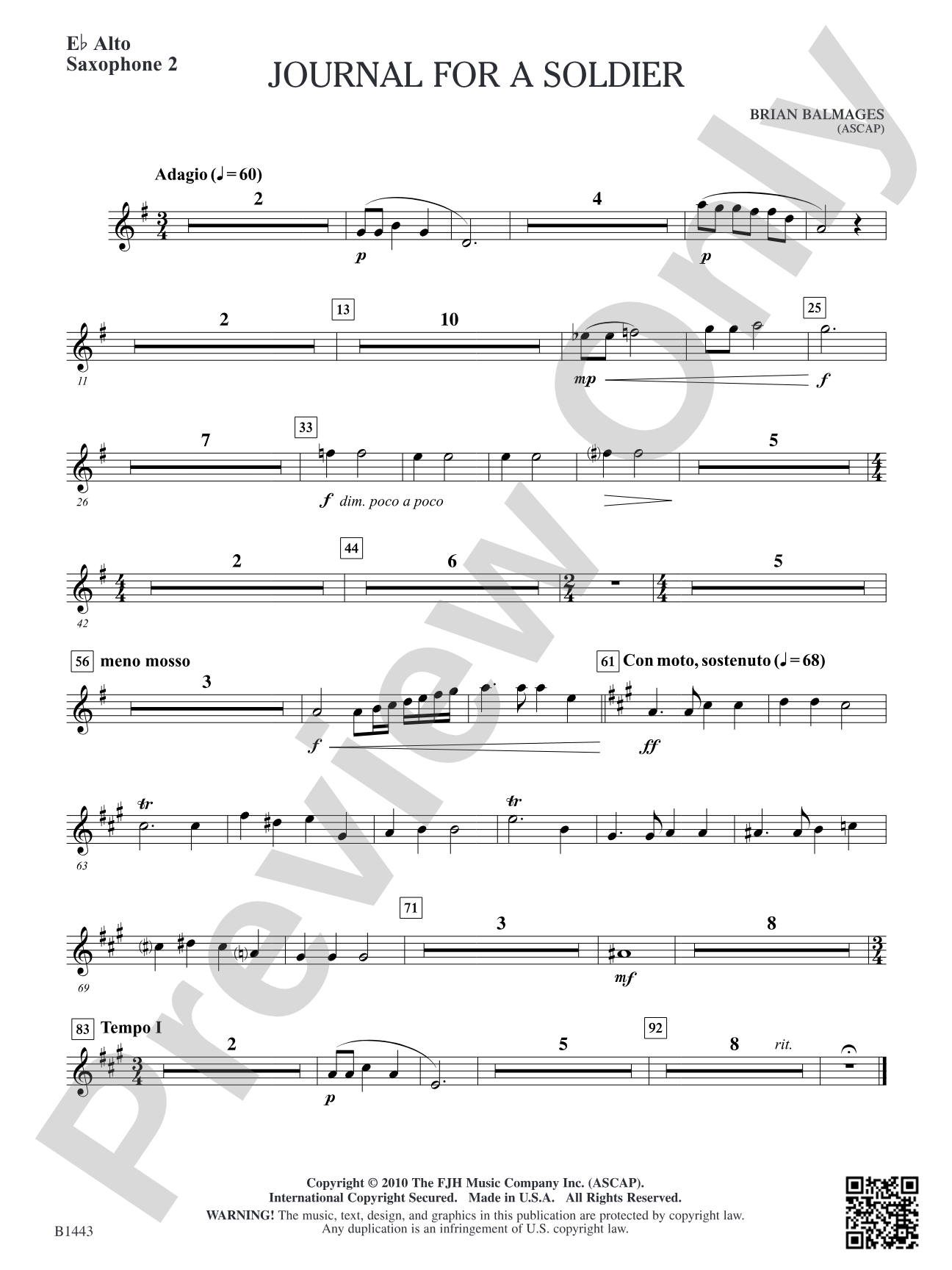 Journal for a Soldier: E-flat Alto Saxophone 2